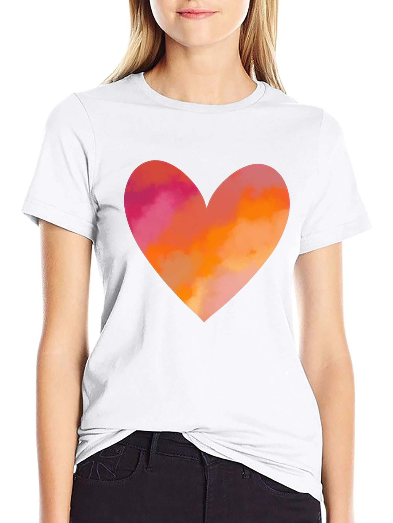 Black Heart Graphic T-Shirt - Black Cotton Blend Casual Tee view 9