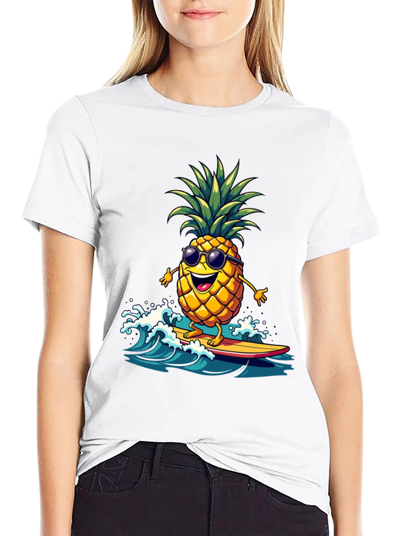 Black Surfing Pineapple T-Shirt - Tropical Fun! view 9