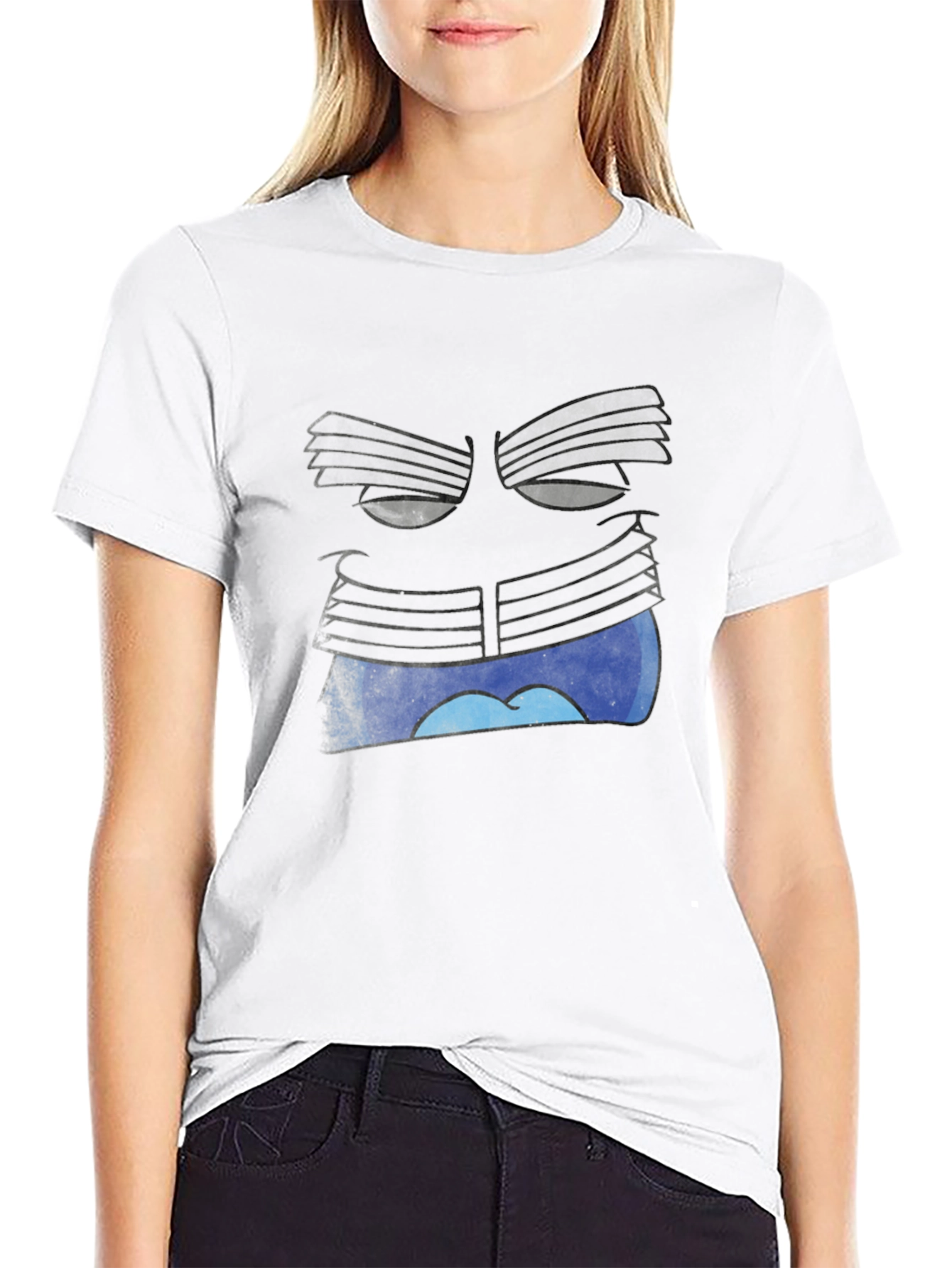 Surreal Face Graphic Black T-Shirt - 9
