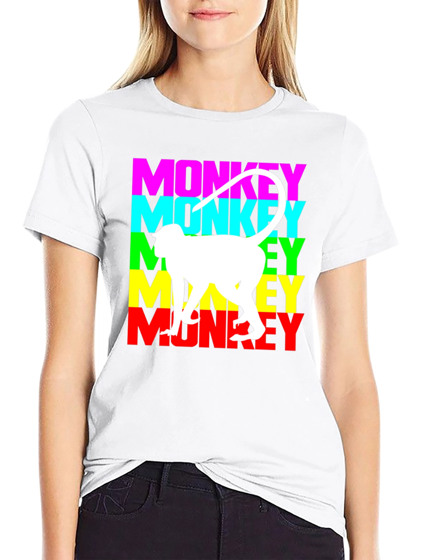 Black Monkey Graphic Tee - Black Cotton Blend T-Shirt view 9