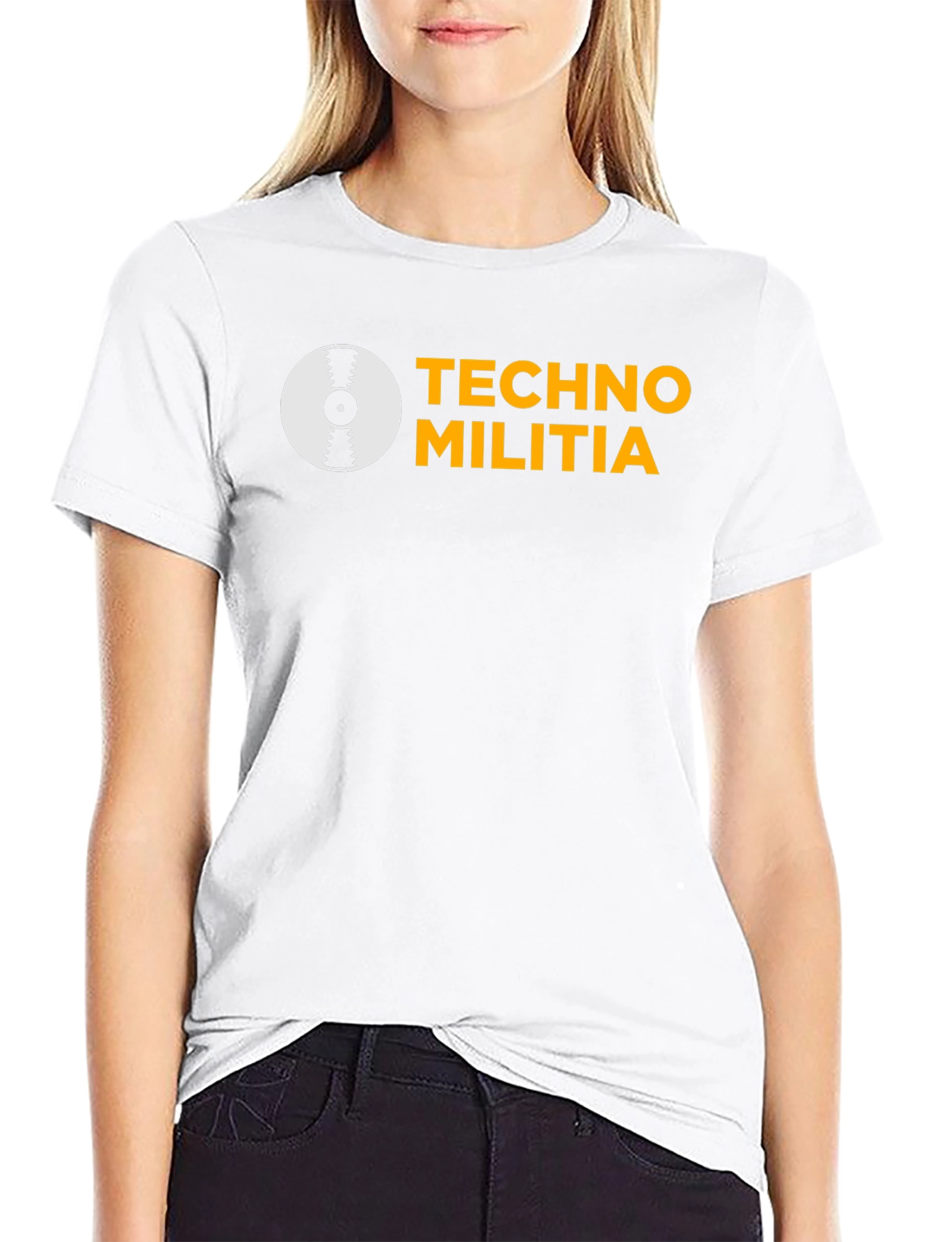 Black Techno Militia Graphic Tee - Black Cotton T-Shirt view 9