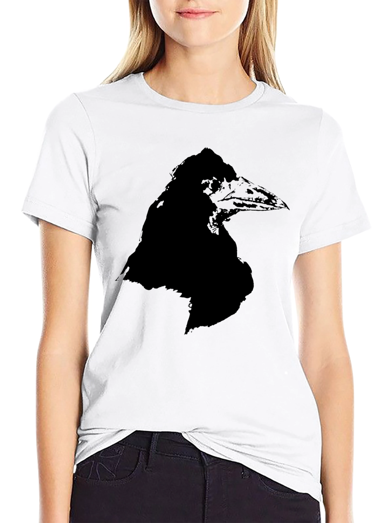 Black Raven Graphic Tee - Black Crew Neck T-Shirt view 9