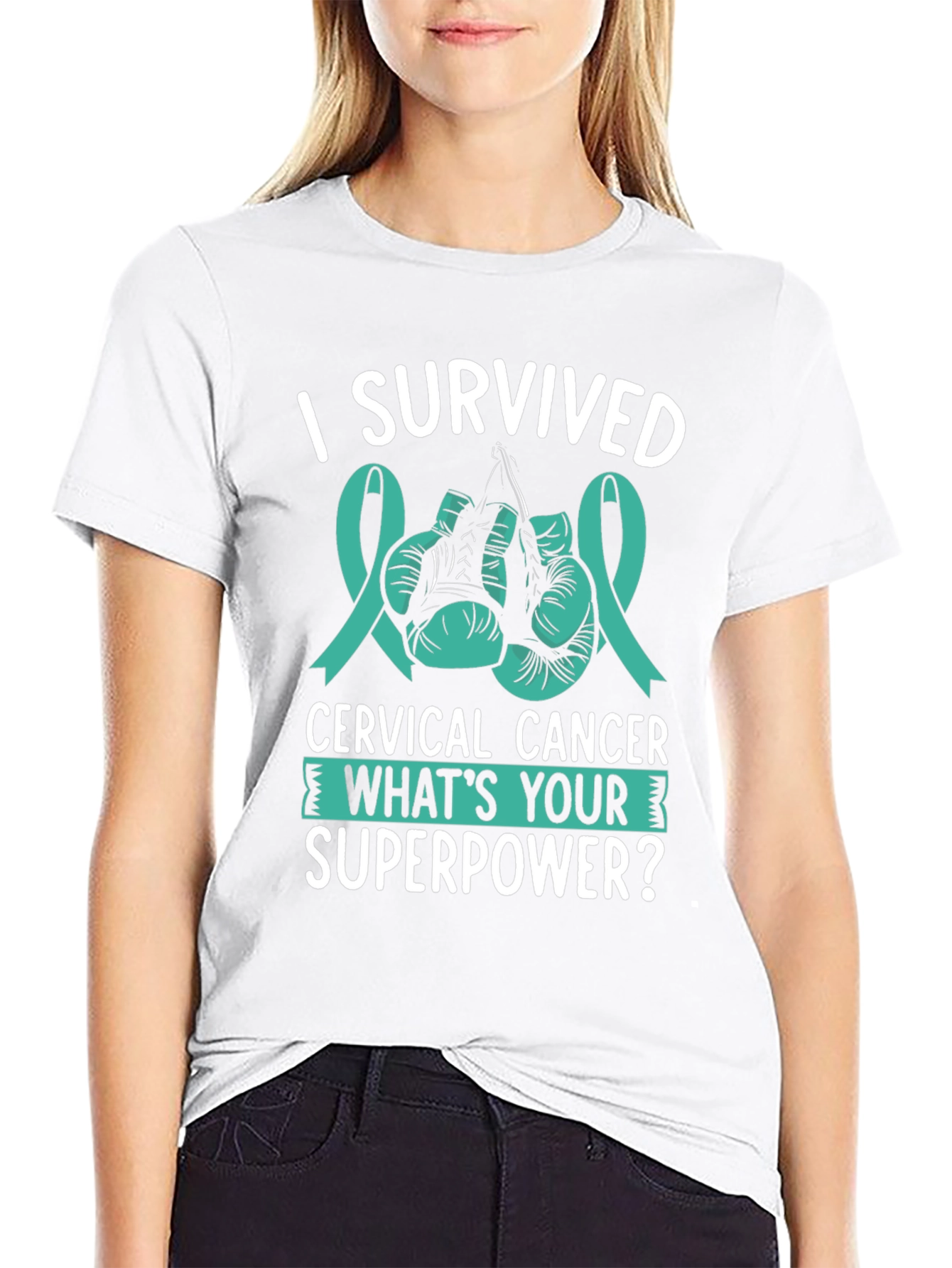Black I Survived Cervical Cancer T-Shirt view 9