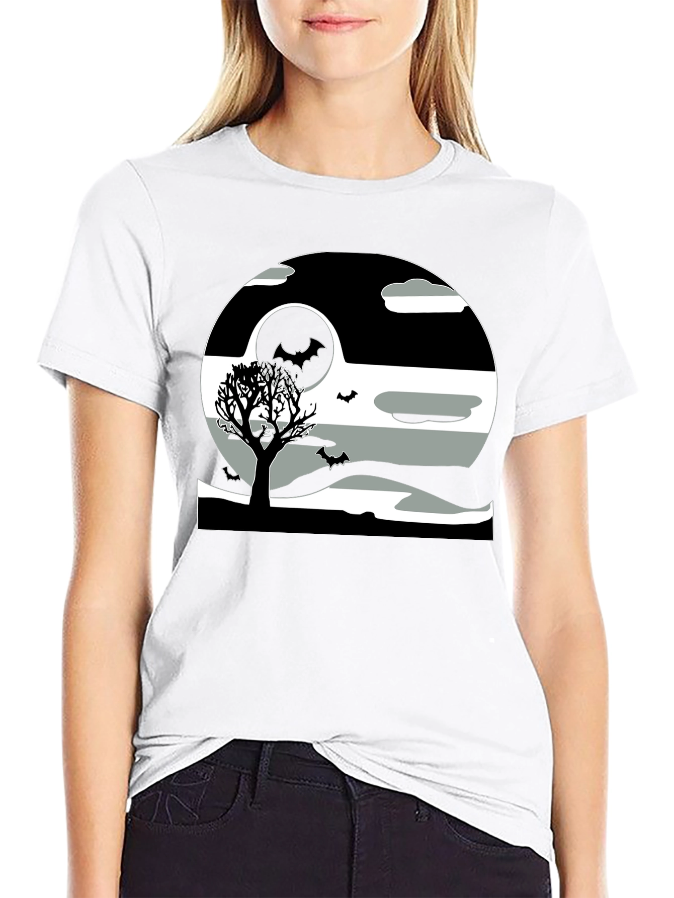 Black Halloween Scene Graphic Tee - Black view 9