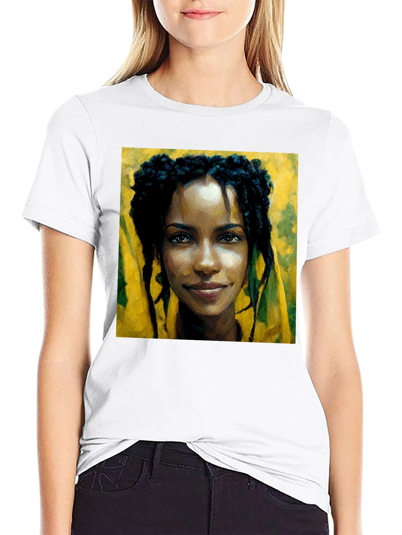 Black Portrait Tee: Woman with Dreadlocks view 9