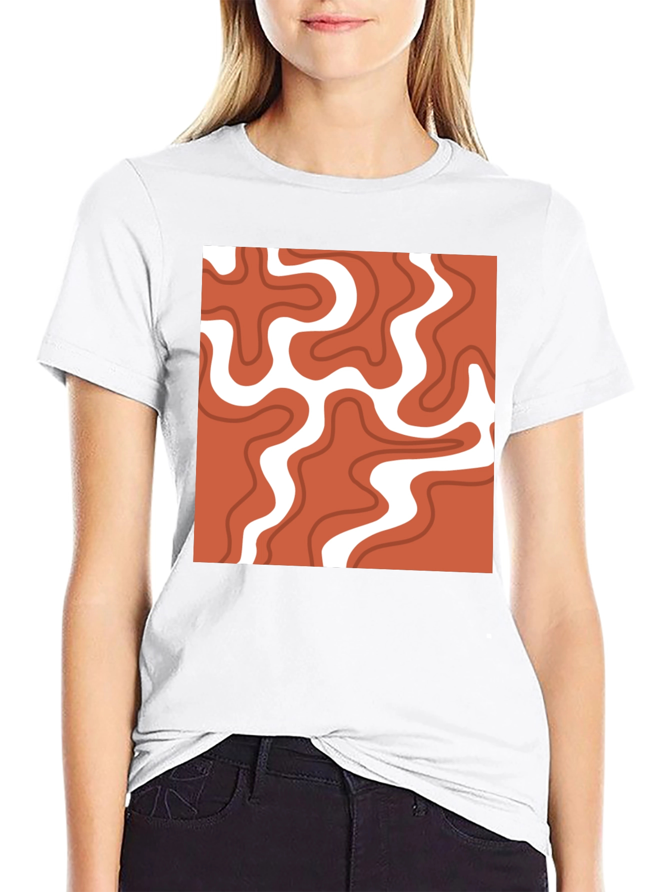 Black Retro Swirl T-Shirt - Modern Abstract Tee view 9