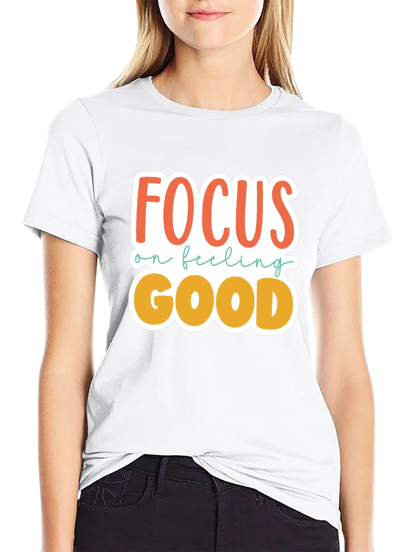 Black Focus on Feeling Good Graphic Tee view 9