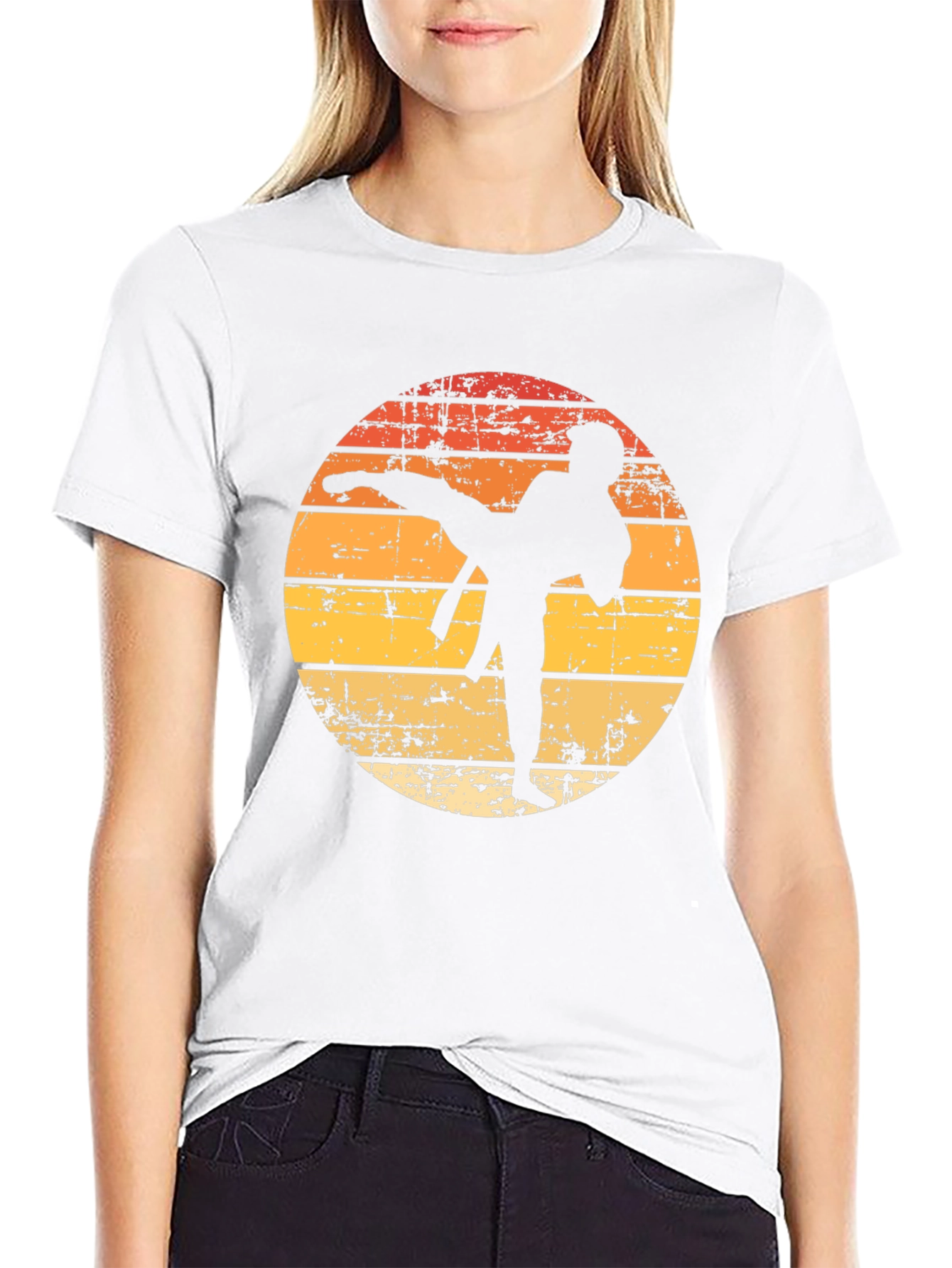 Black Karate Sunset T-Shirt - Retro Martial Arts Tee view 9