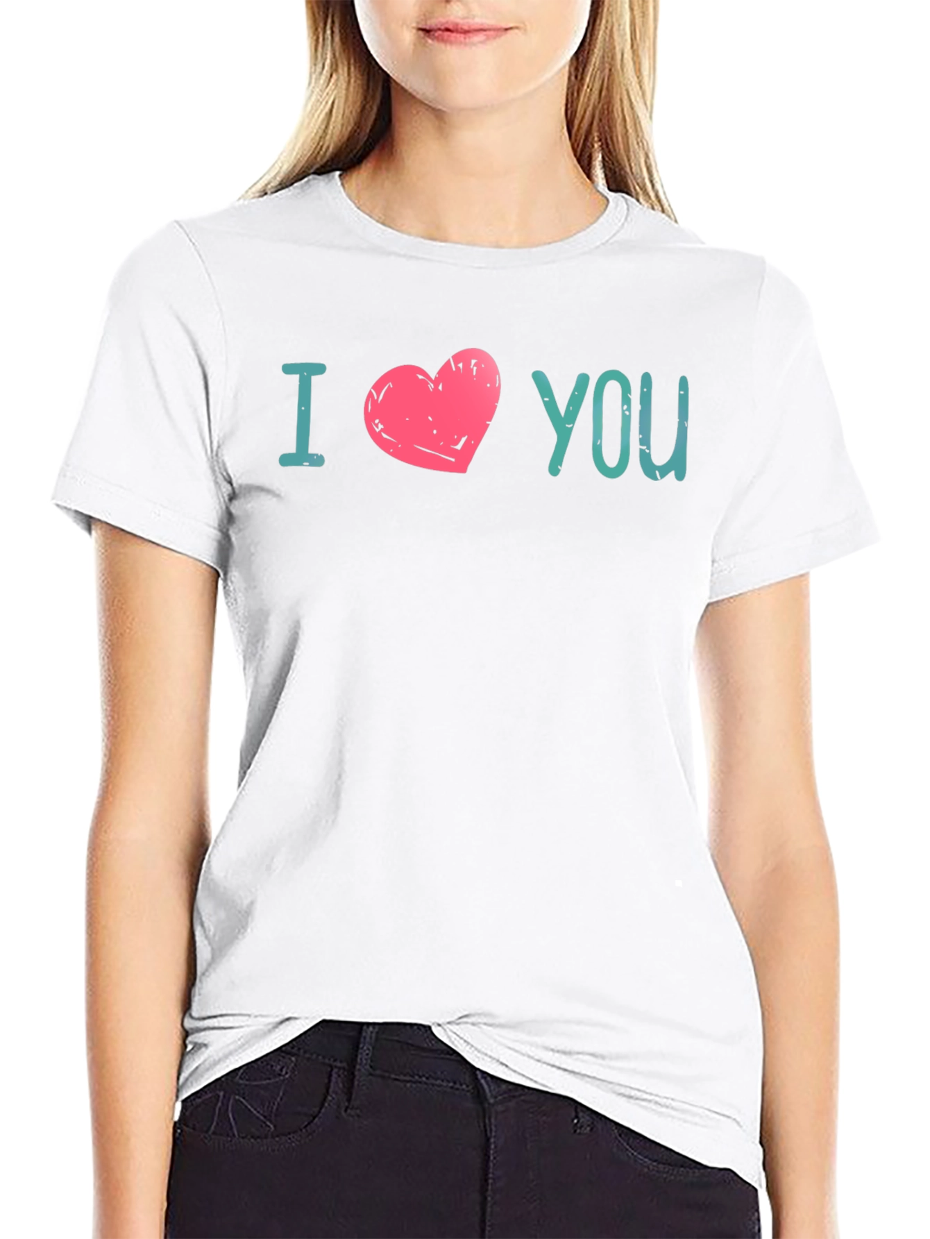 Black I Heart You Graphic Print Tee - Black view 9