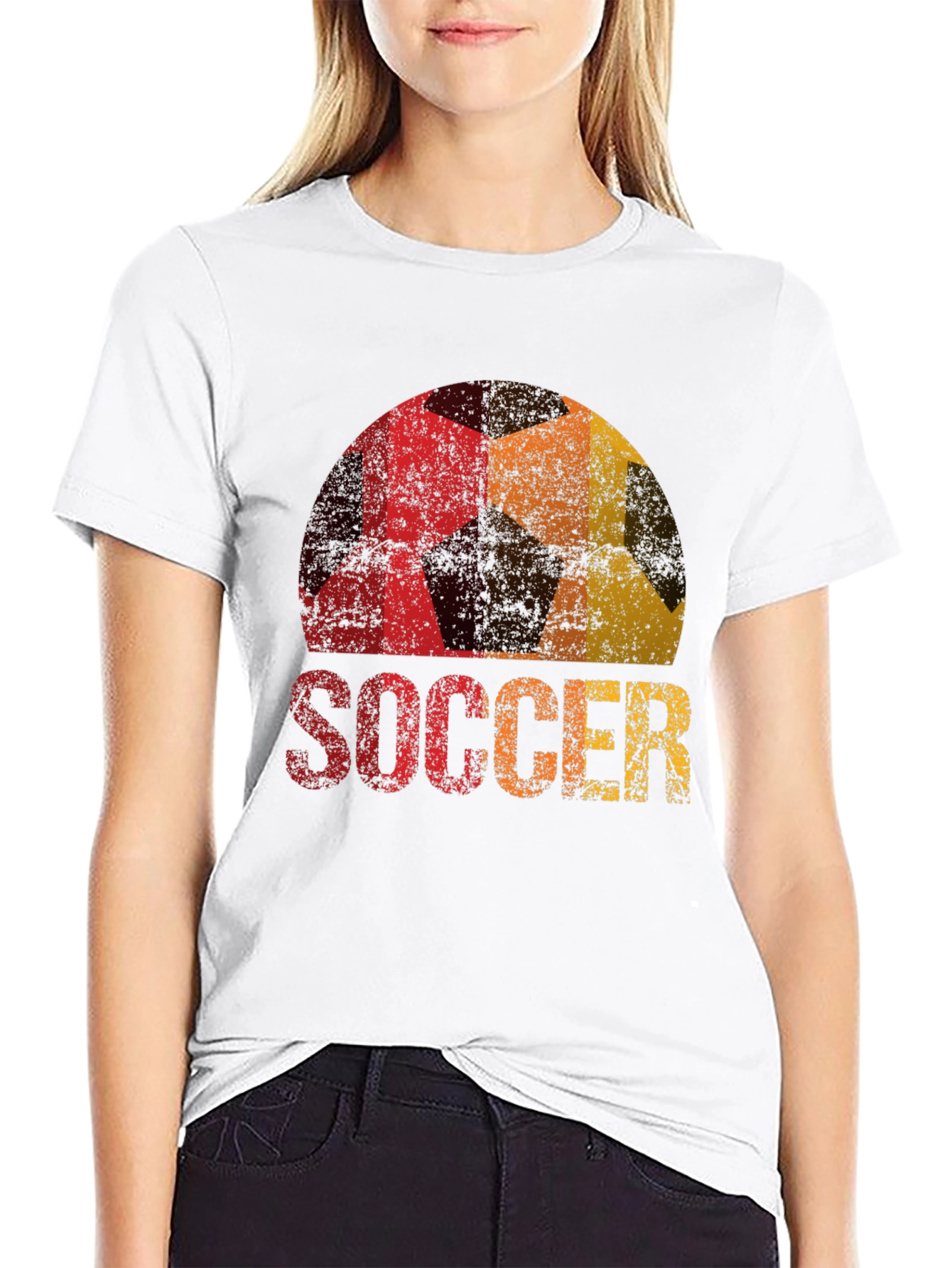 Black Vintage Soccer Ball Graphic Tee - Black T-Shirt view 9
