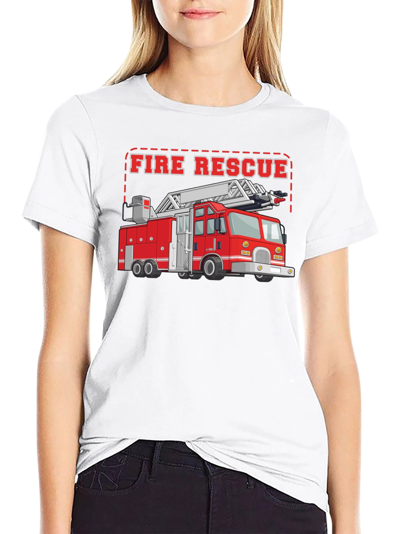 Black Fire Rescue Truck T-Shirt view 9