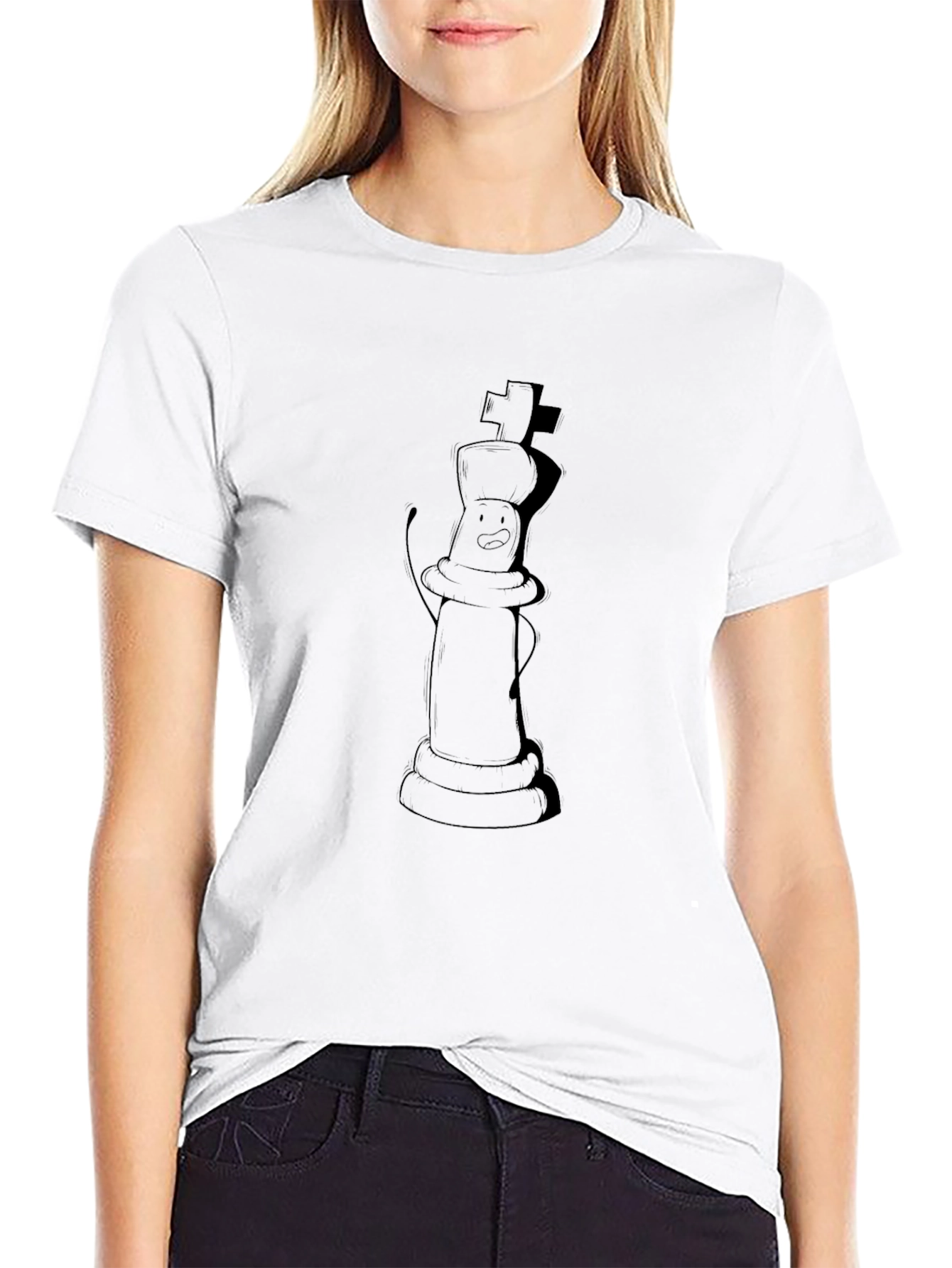 Black Chess King Cartoon Black T-Shirt view 9