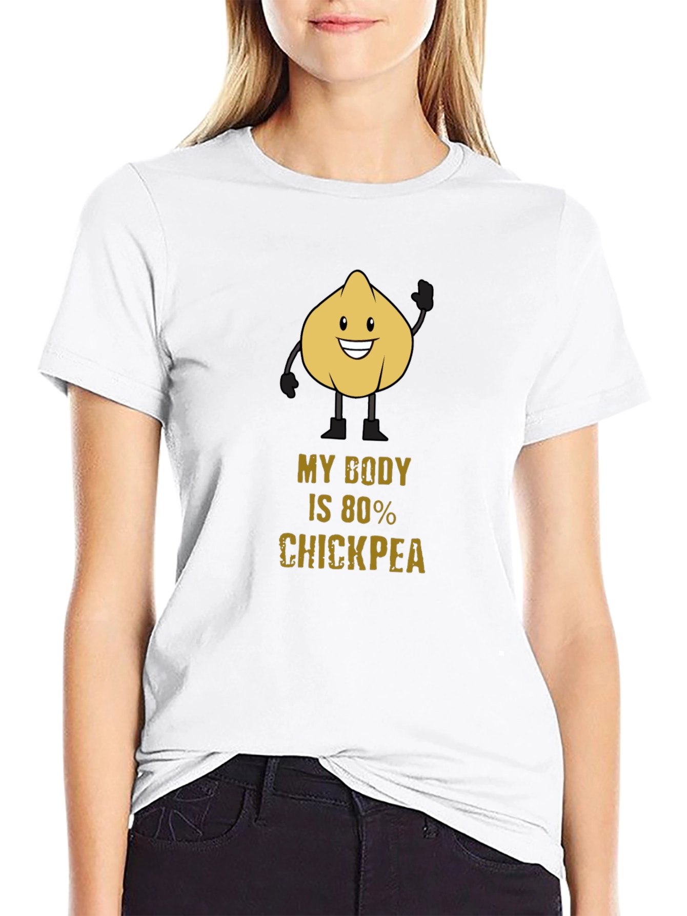 Black Funny Chickpea T-Shirt - My Body Is 80% Chickpea Tee view 9
