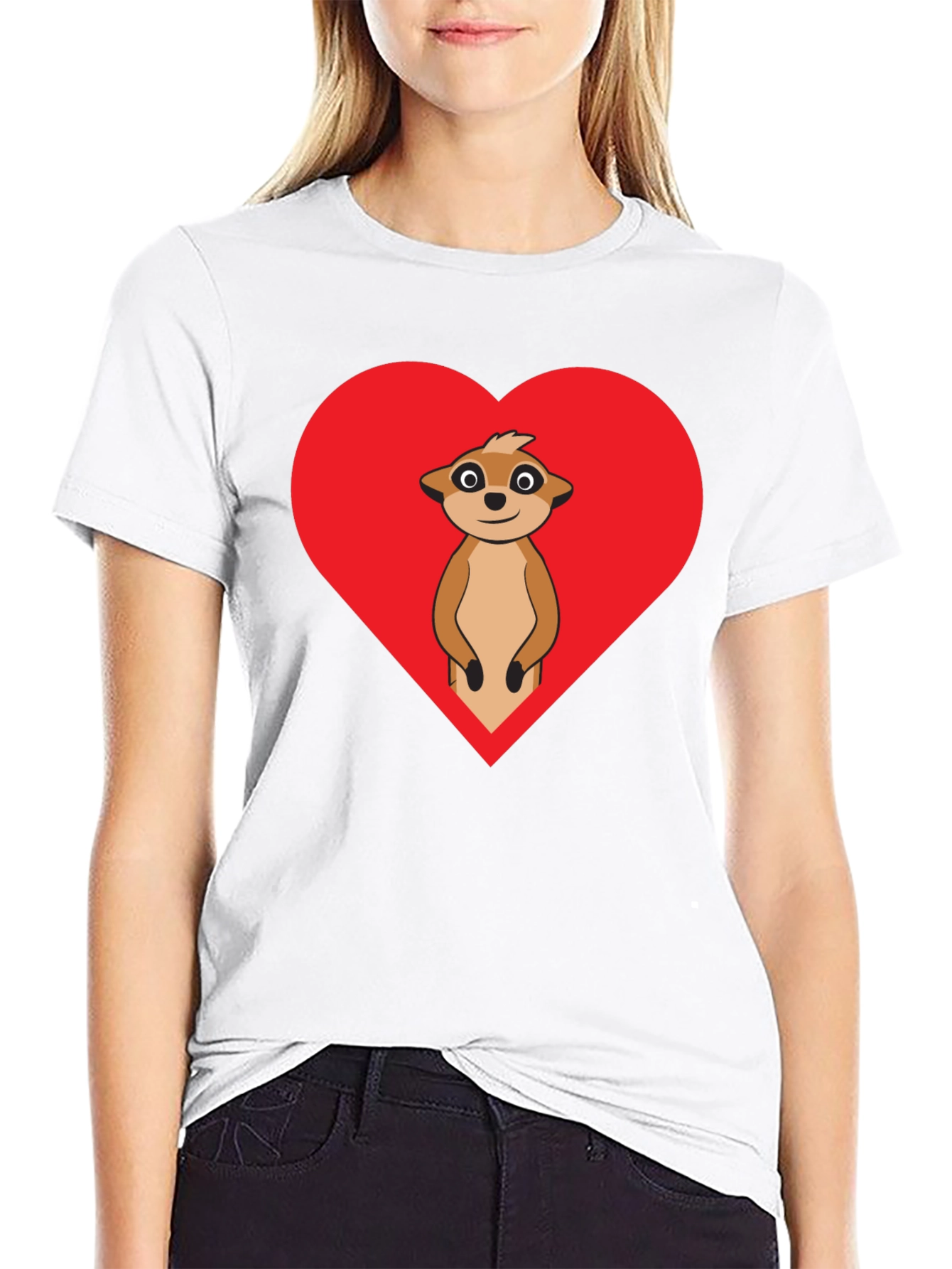 Black Meerkat Heart Graphic Tee - Black Cotton view 9
