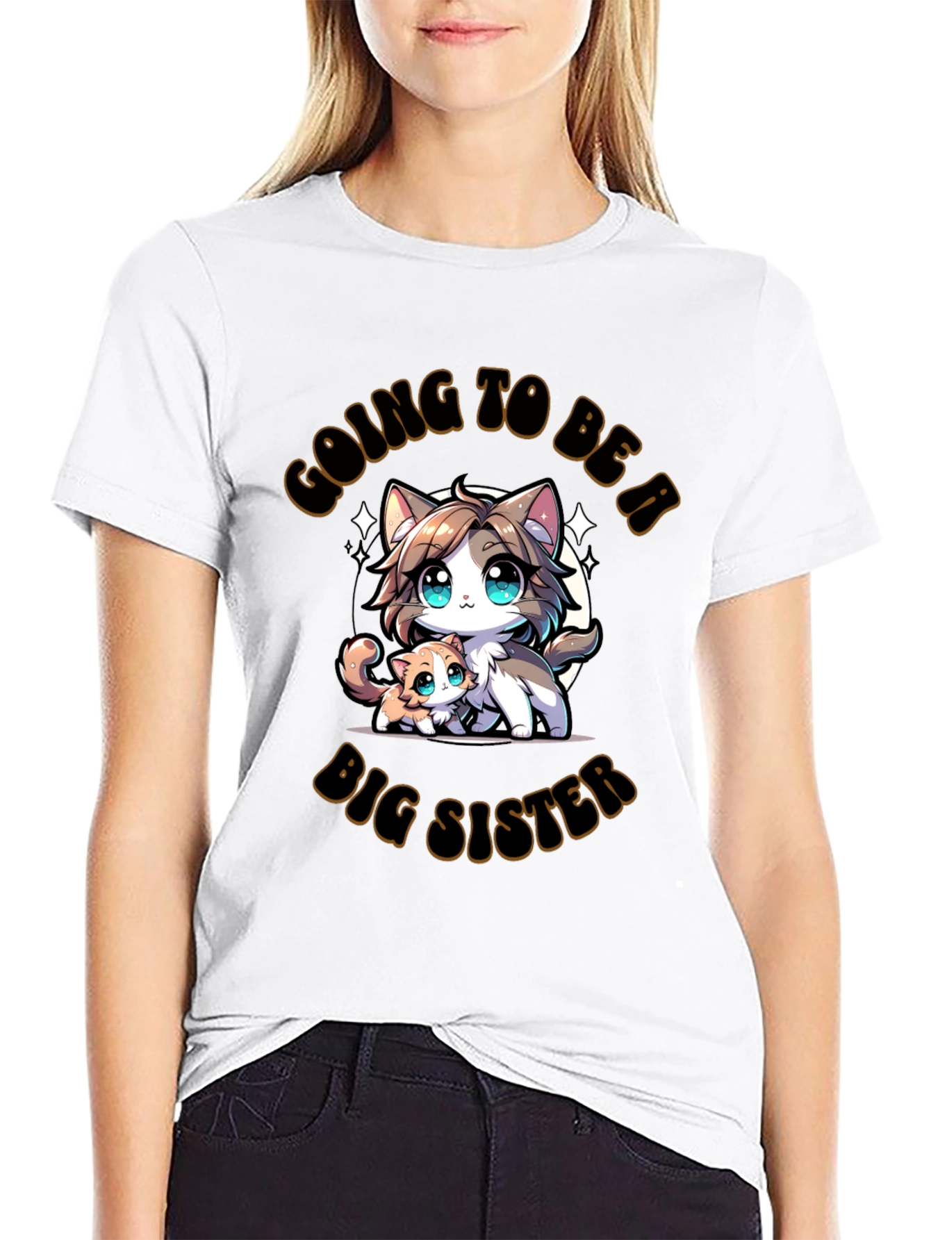 Black Big Sister Cat T-Shirt view 9