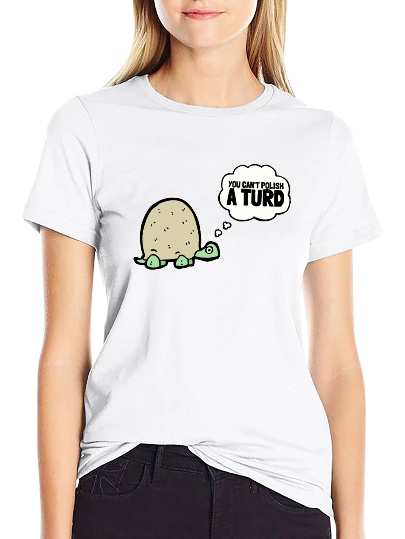 Black Humorous Turtle Graphic Tee - You Can't Polish a Turd view 9