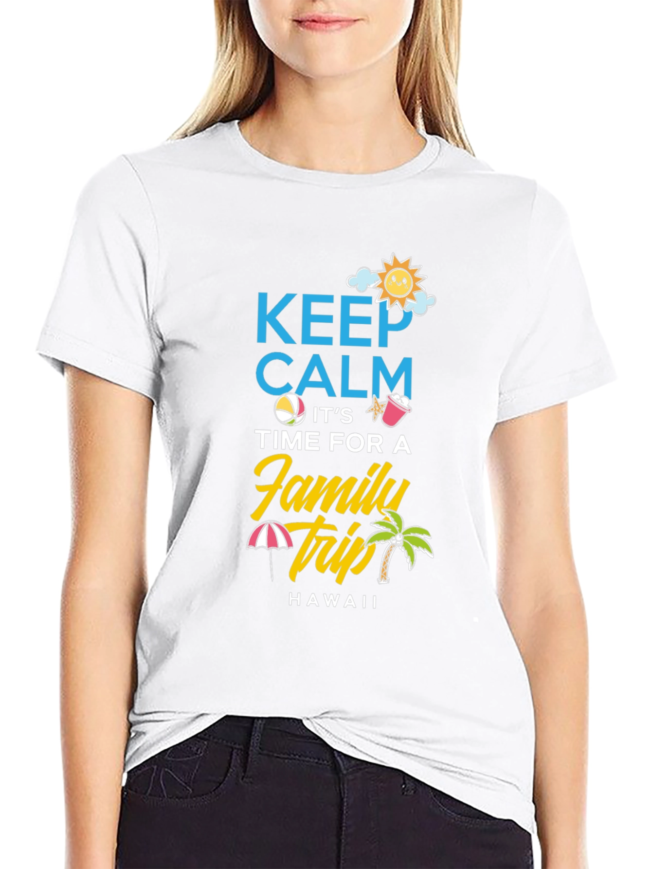 Keep Calm Family Trip Hawaii Black T-Shirt - 9
