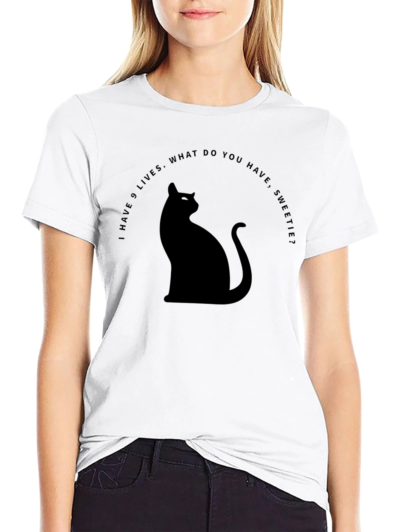 Black Nine Lives Cat T-Shirt - Funny Cat Lover Tee view 9