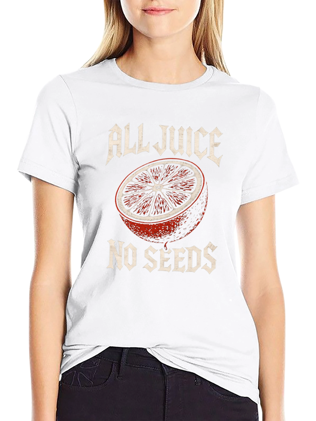 Black All Juice No Seeds T-Shirt - Funny Fruit Graphic Tee view 9