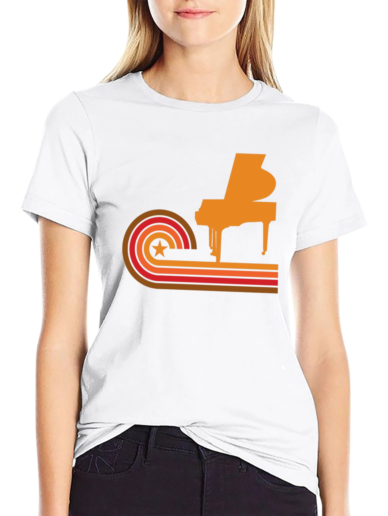 Black Retro Piano Graphic Tee - Cool Music Lover T-Shirt view 9