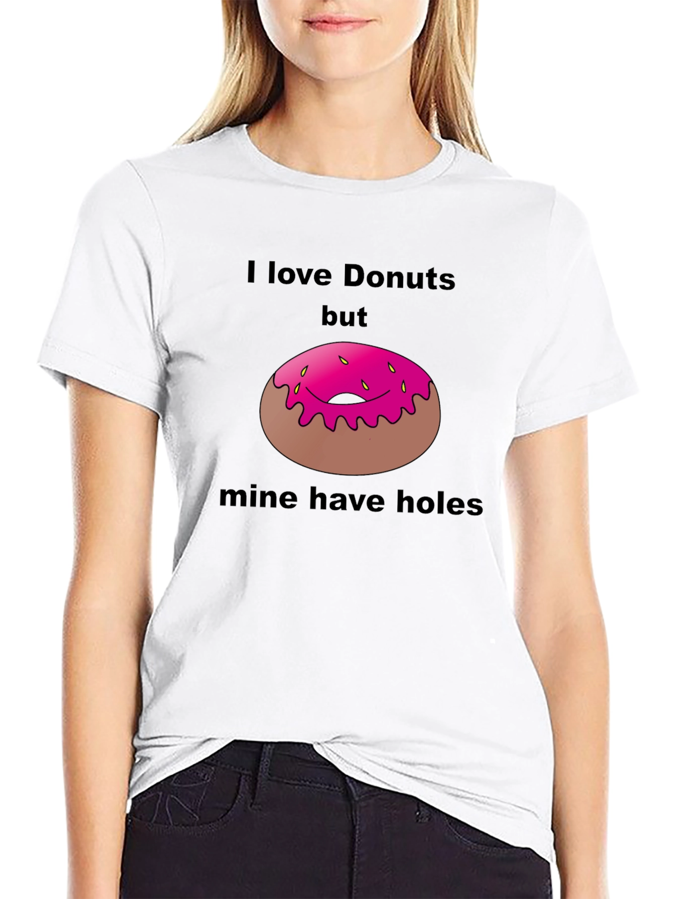 Black I Love Donuts T-Shirt Funny Pun Tee view 9