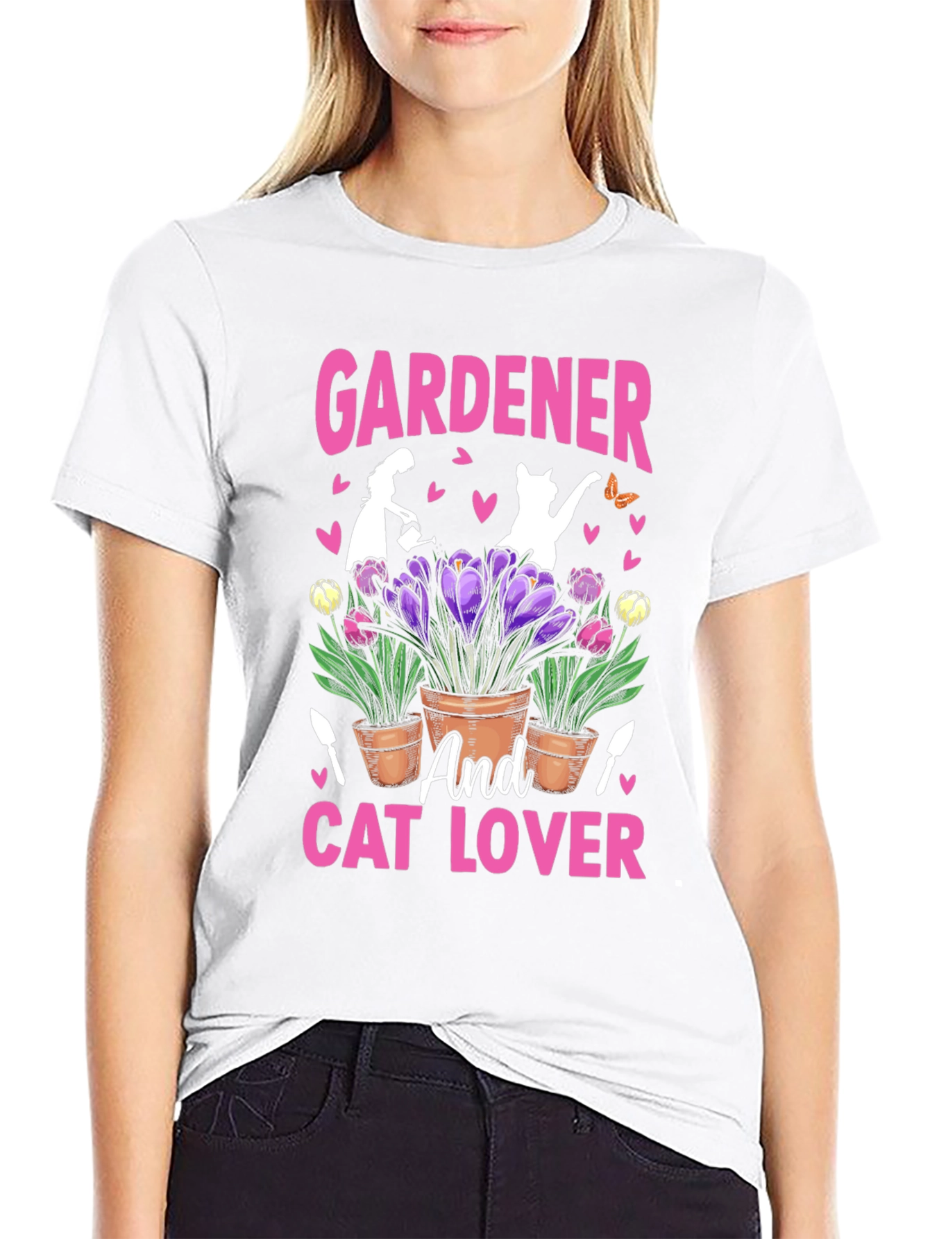 Black Gardener and Cat Lover T-Shirt view 9