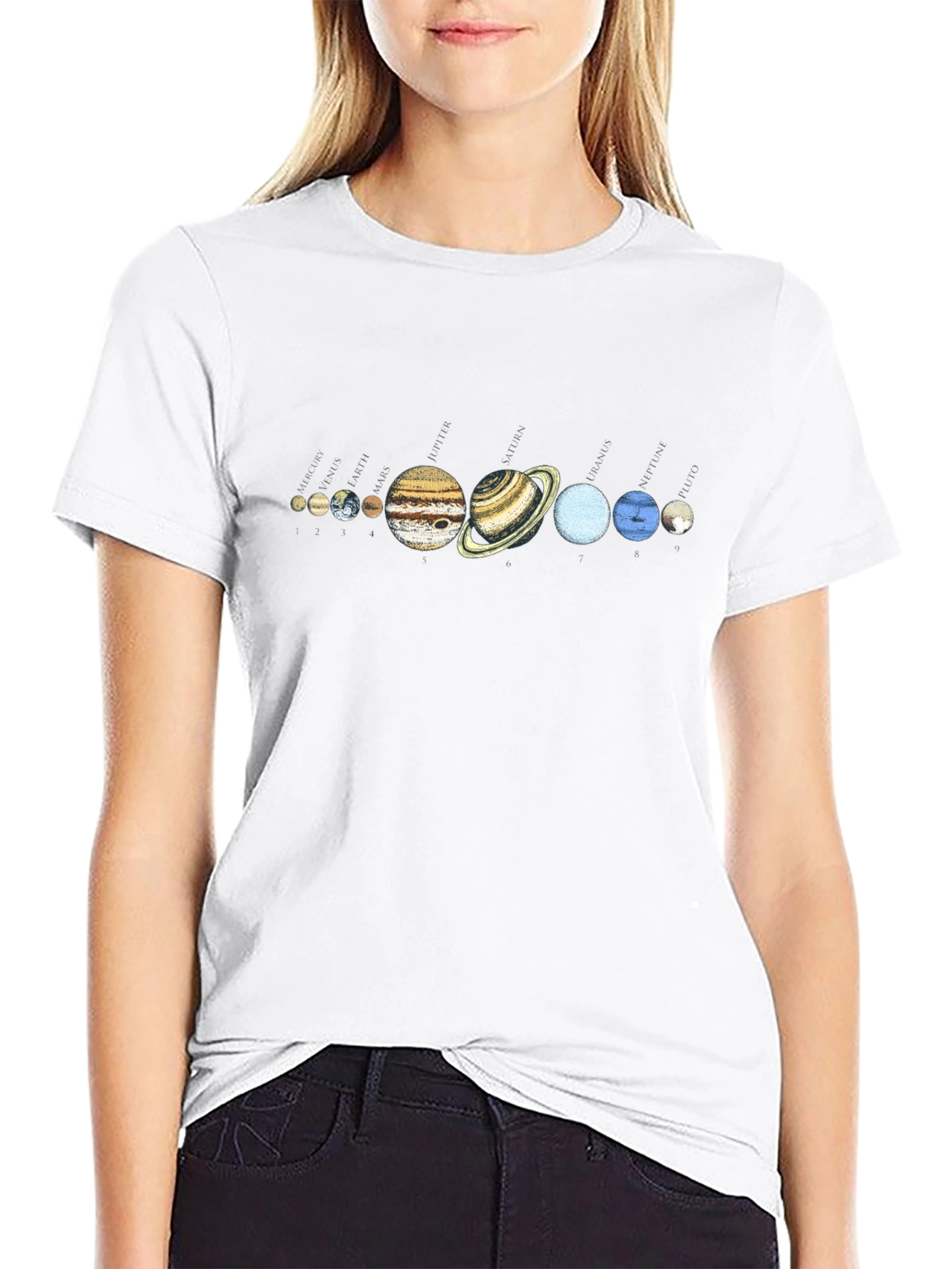 Black Solar System Planets Graphic T-Shirt view 9