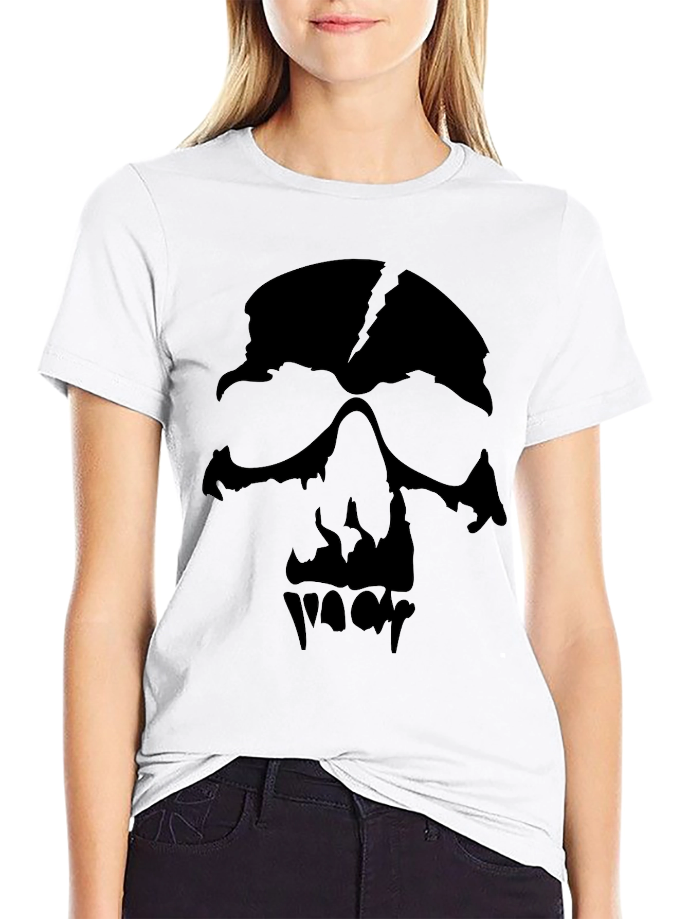 Black Men's Black Graphic Skull T-Shirt view 9