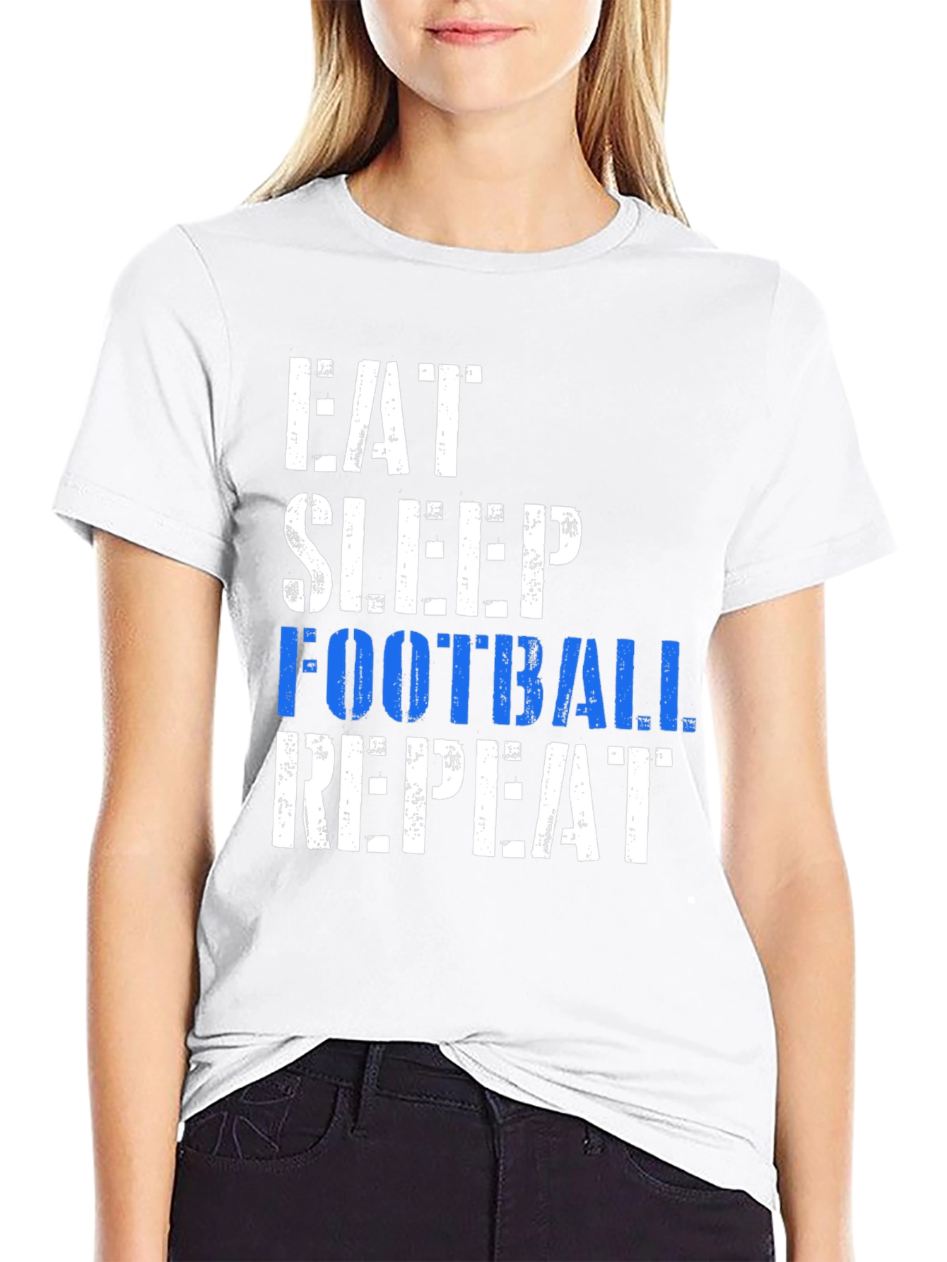 Black Eat Sleep Football Repeat Black T-Shirt view 9