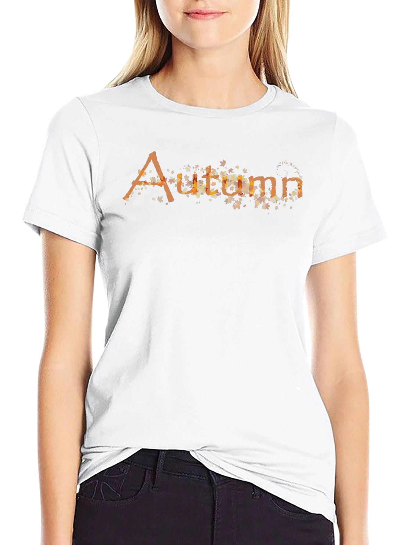 Autumn Leaves Graphic Print Men's Black T-Shirt - 9