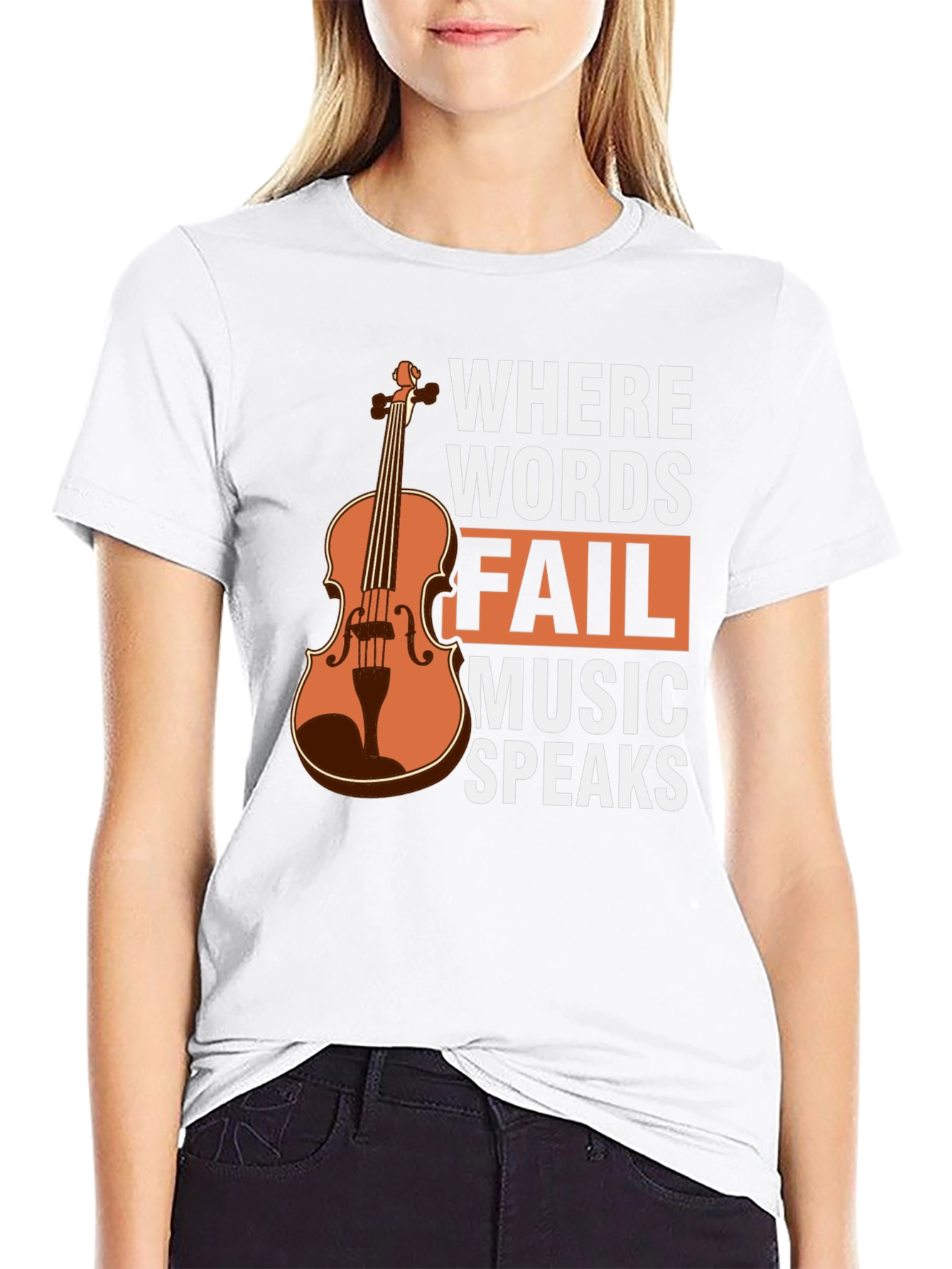 Black Music Speaks T-Shirt - Violin Graphic Tee view 9