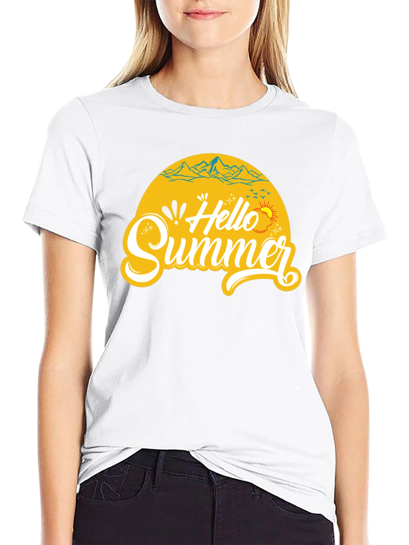 Black Hello Summer Graphic Tee - Mens Black T-Shirt view 9