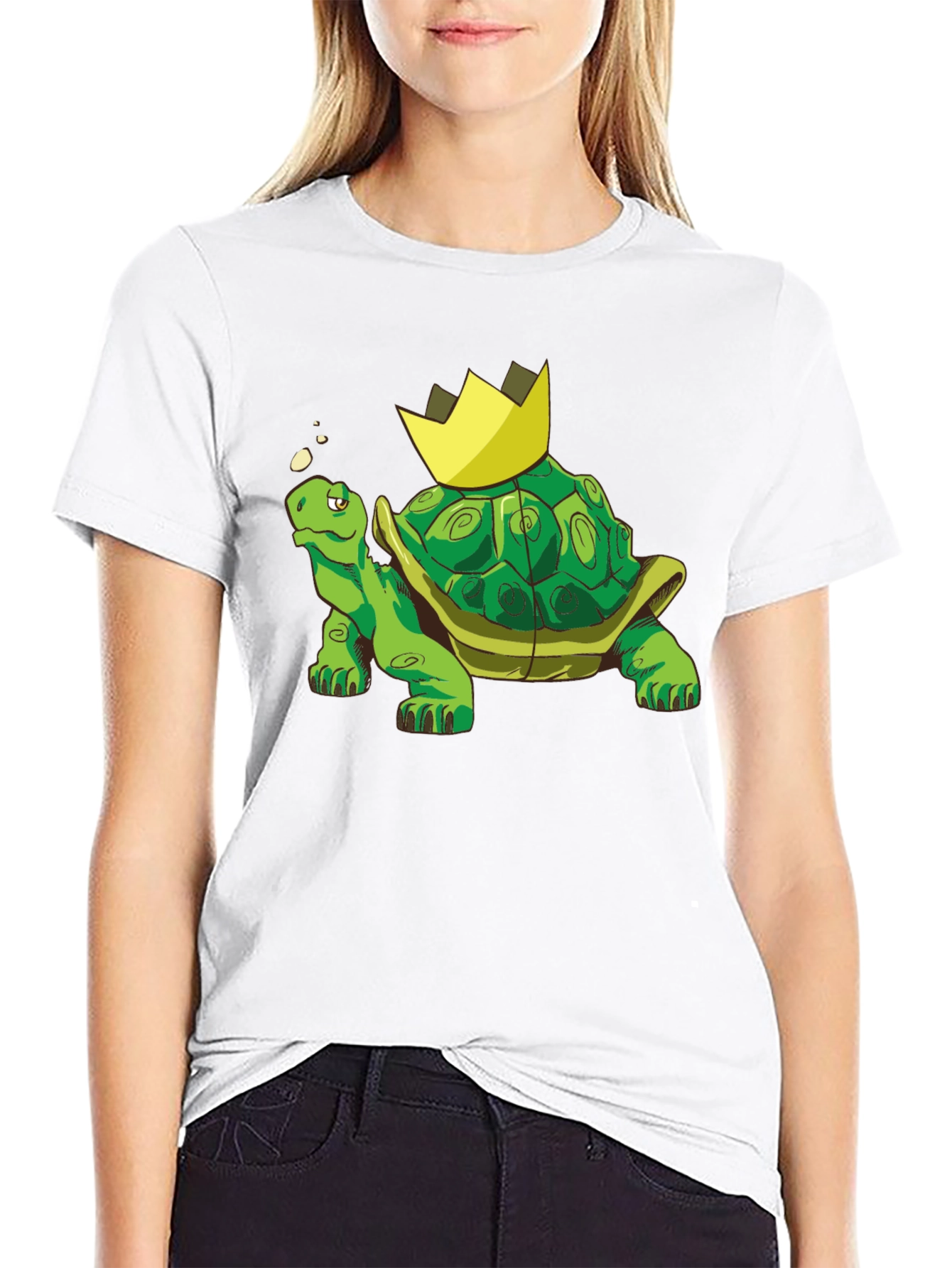 Black King Turtle T-Shirt - Cartoon Graphic Tee view 9