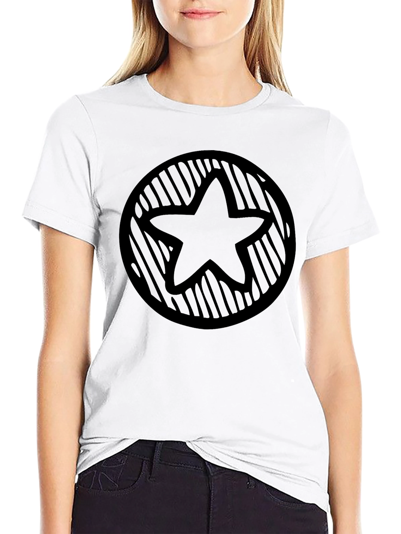 Black Star Circle Graphic Tee - Black Casual Style view 9