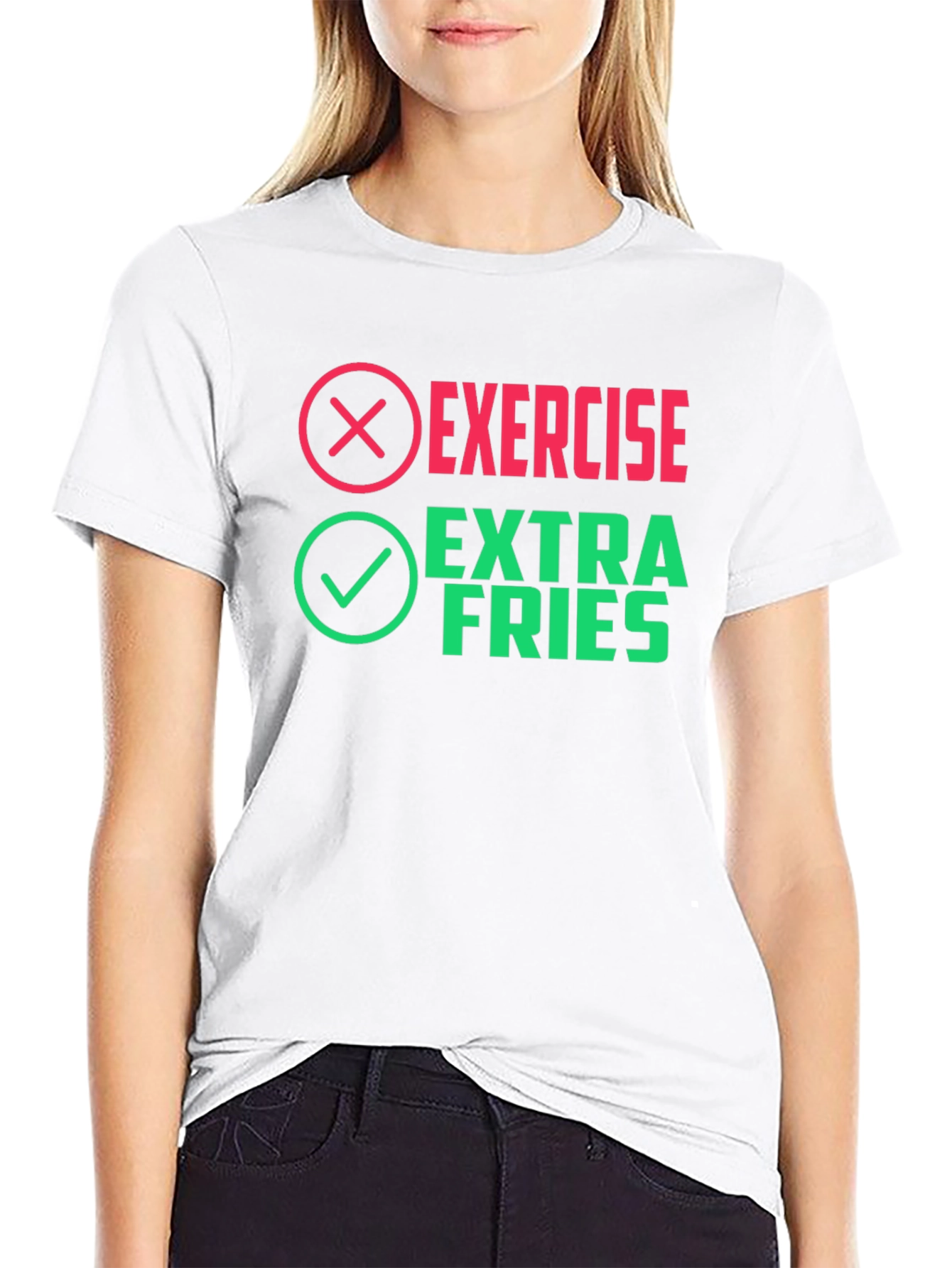 Black Exercise? Extra Fries! Novelty Graphic Tee view 9