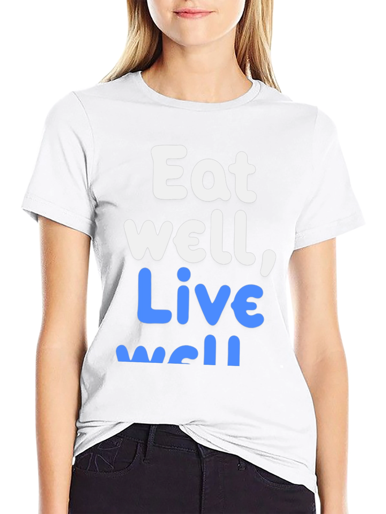 Black Eat Well, Live Well Graphic Tee - Unisex view 9