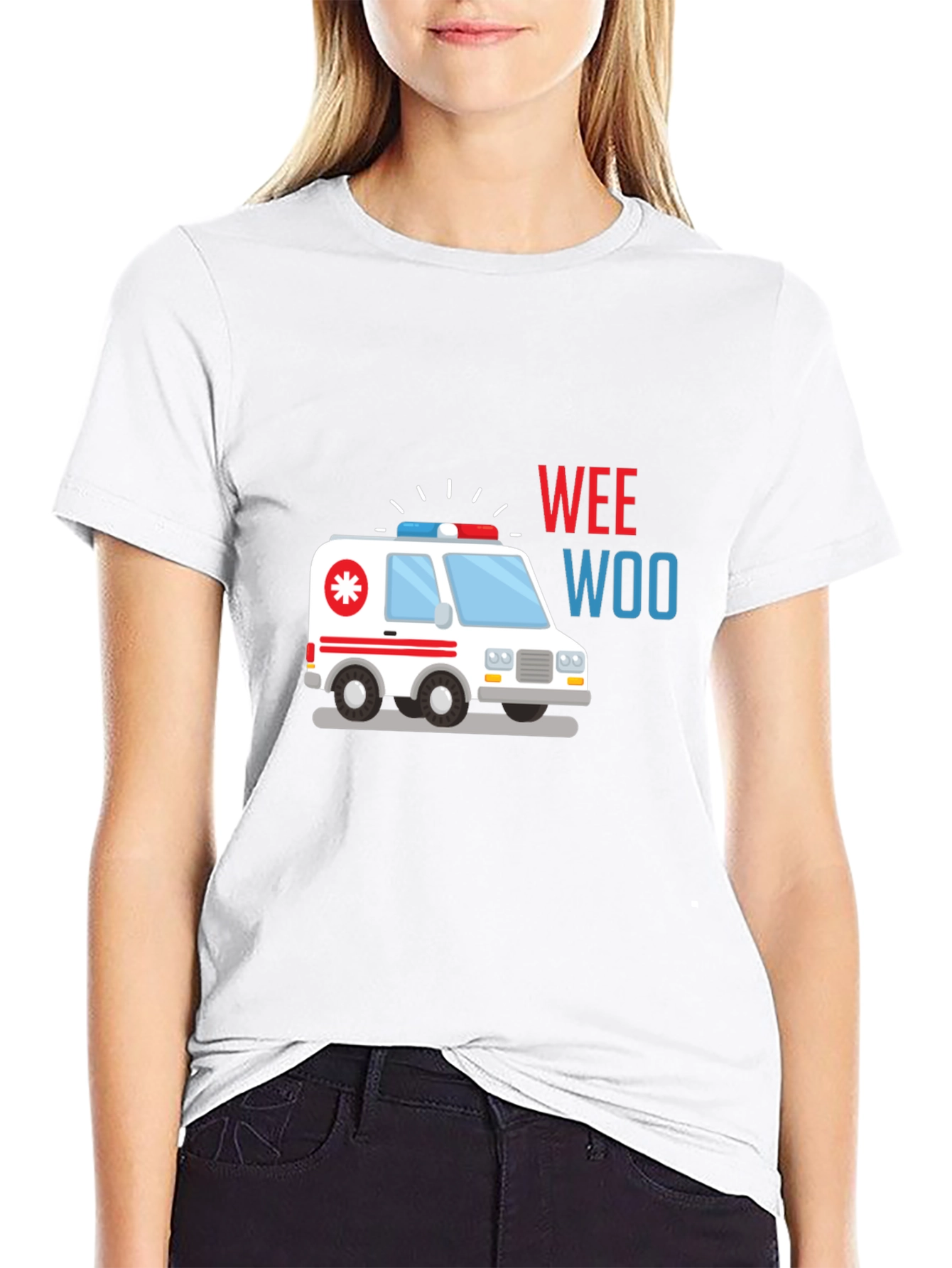 Black Ambulance Wee Woo Graphic T-Shirt - Black view 9