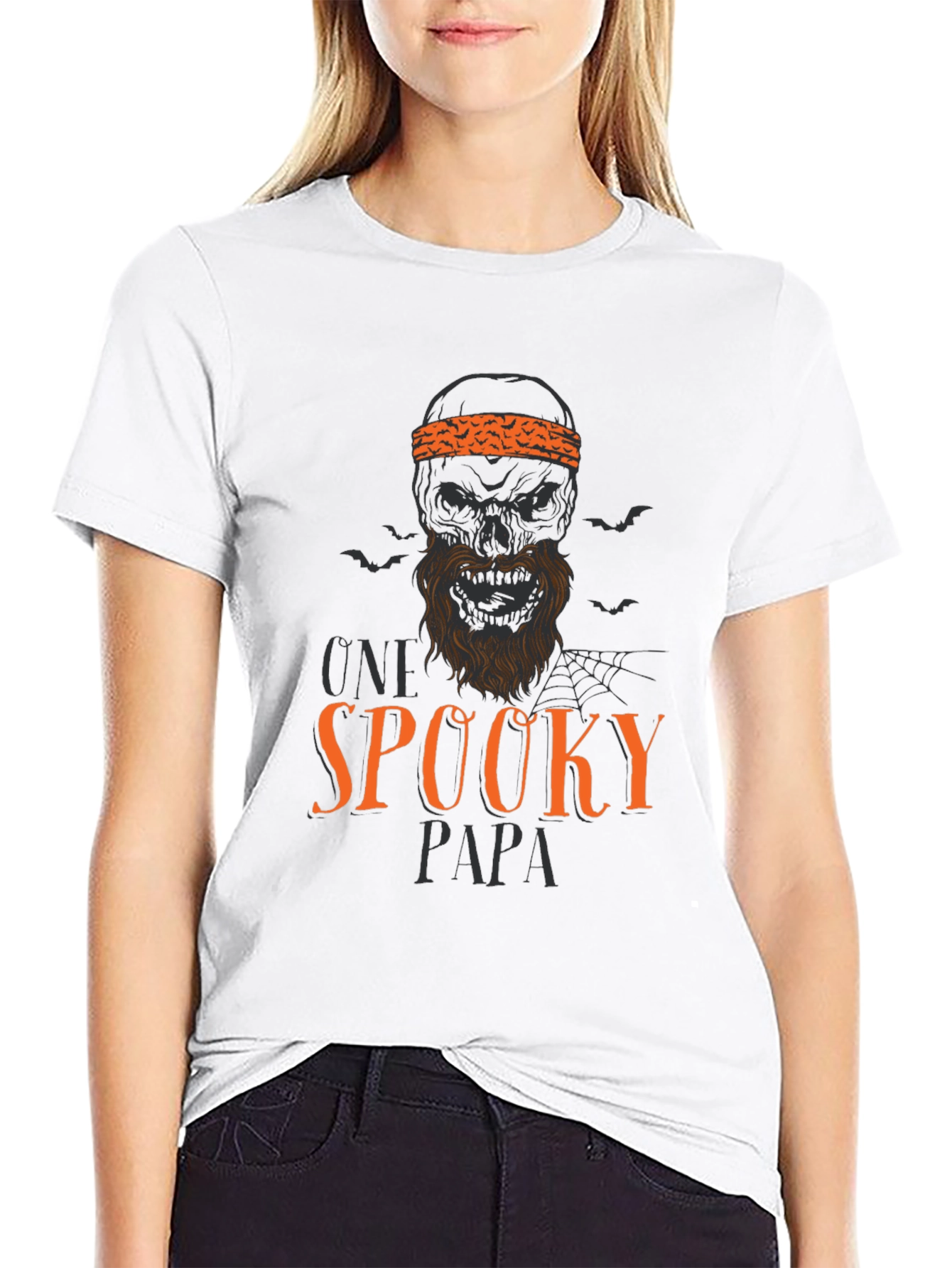 Black Spooky Papa Halloween Graphic T-Shirt view 9