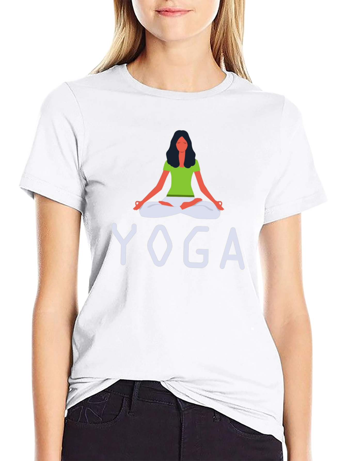 Black Yoga Graphic Print Crew Neck T-Shirt view 9