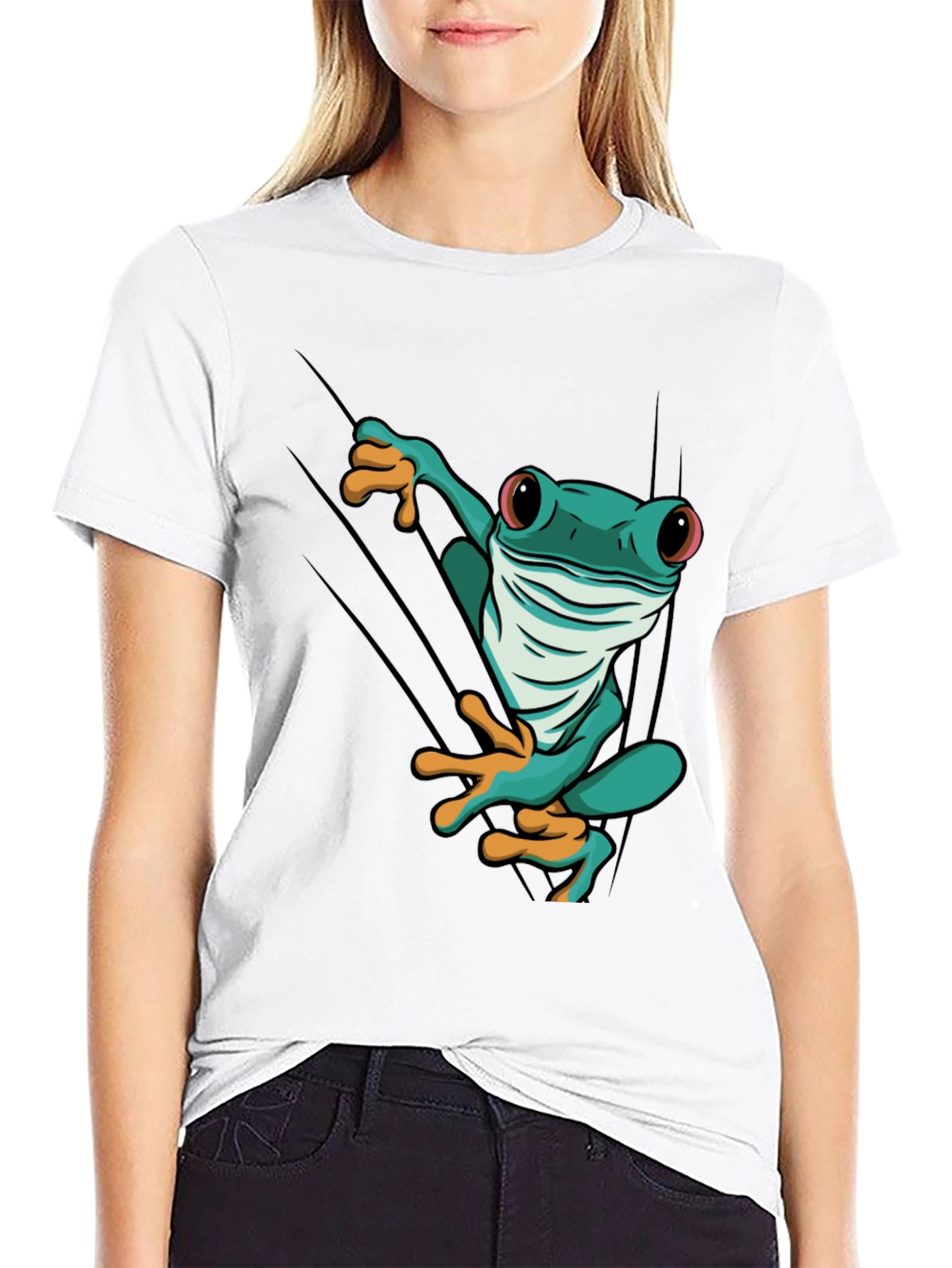 Black Frog T-Shirt - Black Cotton - Graphic Tee view 9