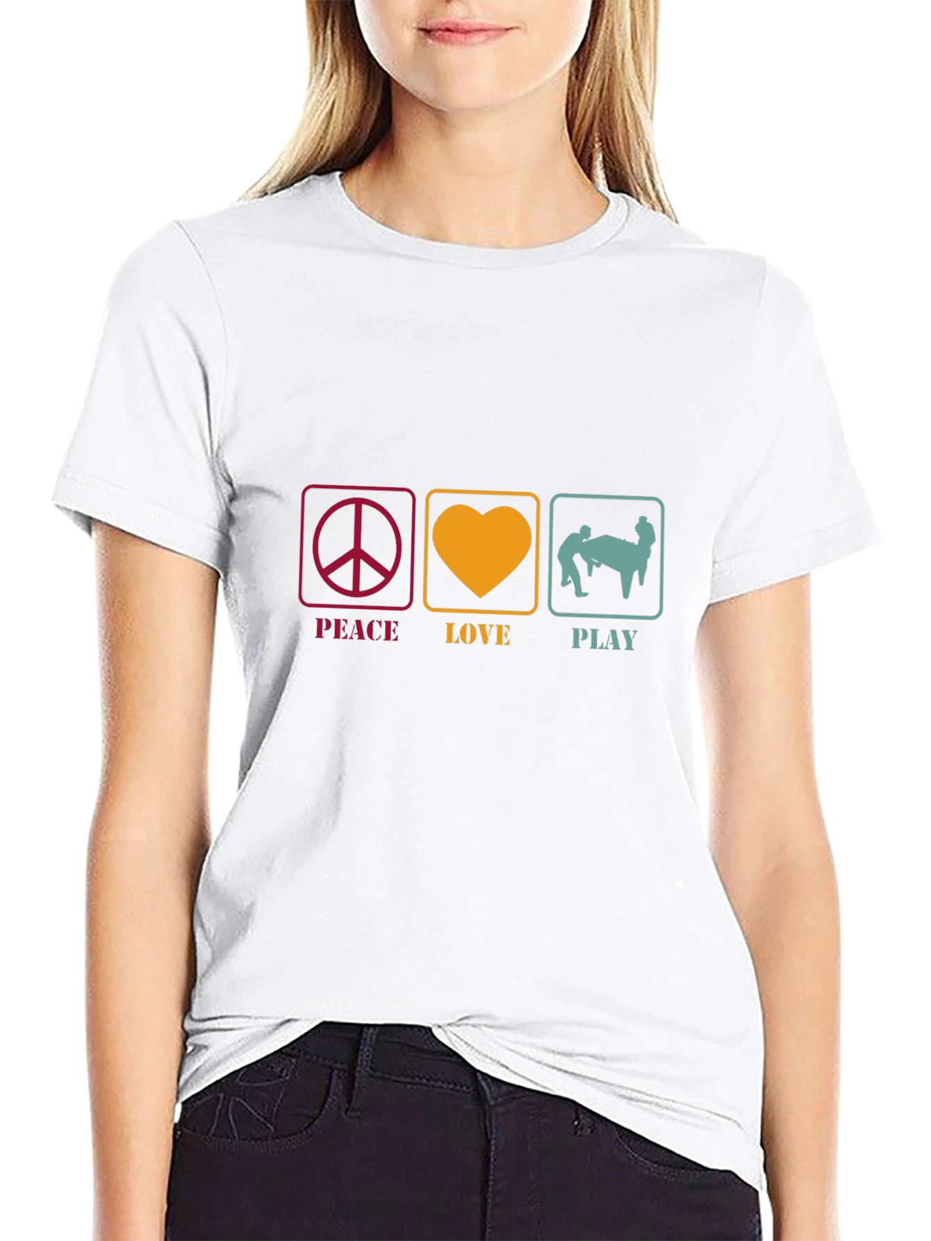 Black Peace Love Play Graphic Tee - Fun Design! view 9