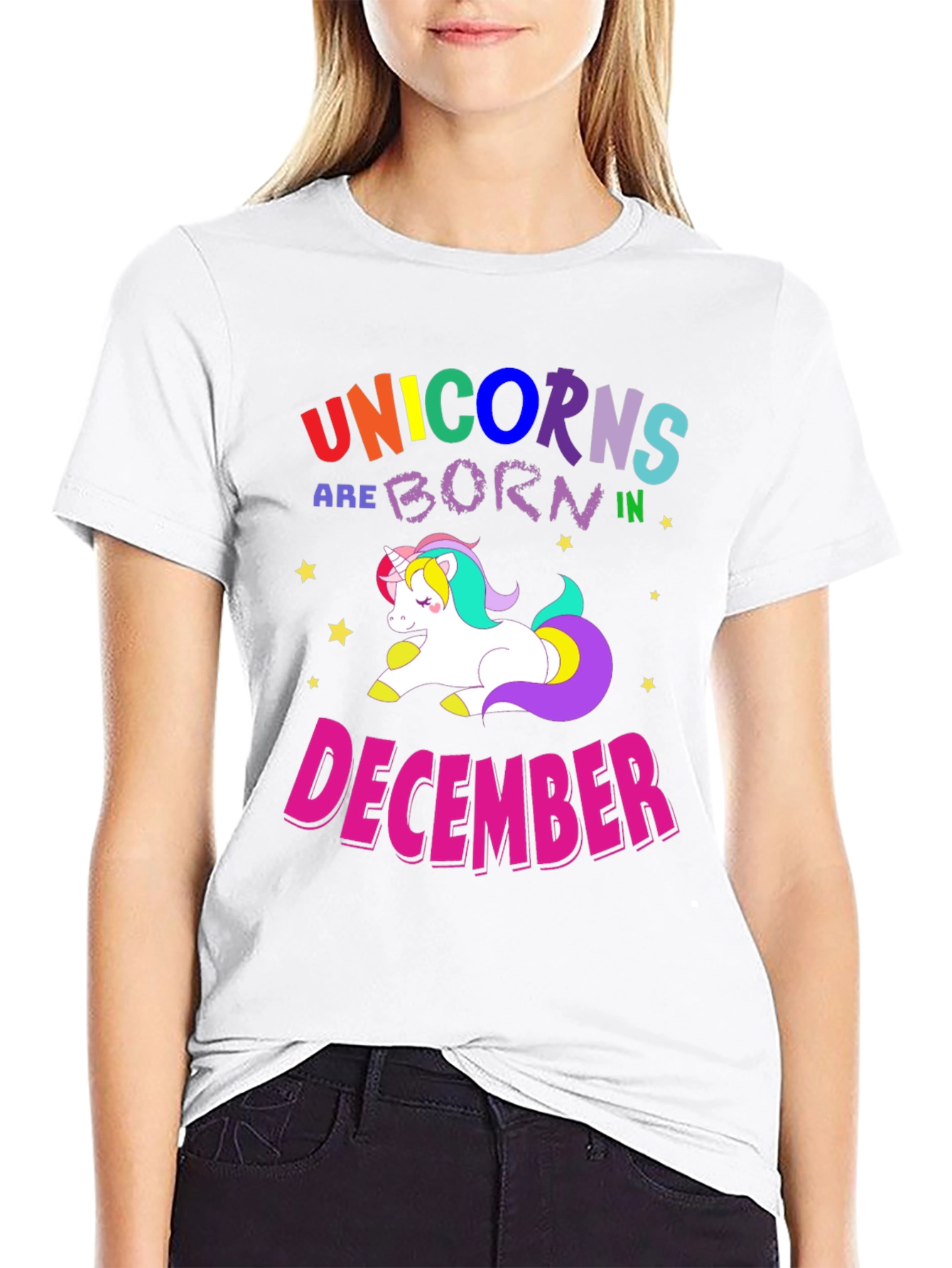 Black Unicorns Born in December T-Shirt view 9