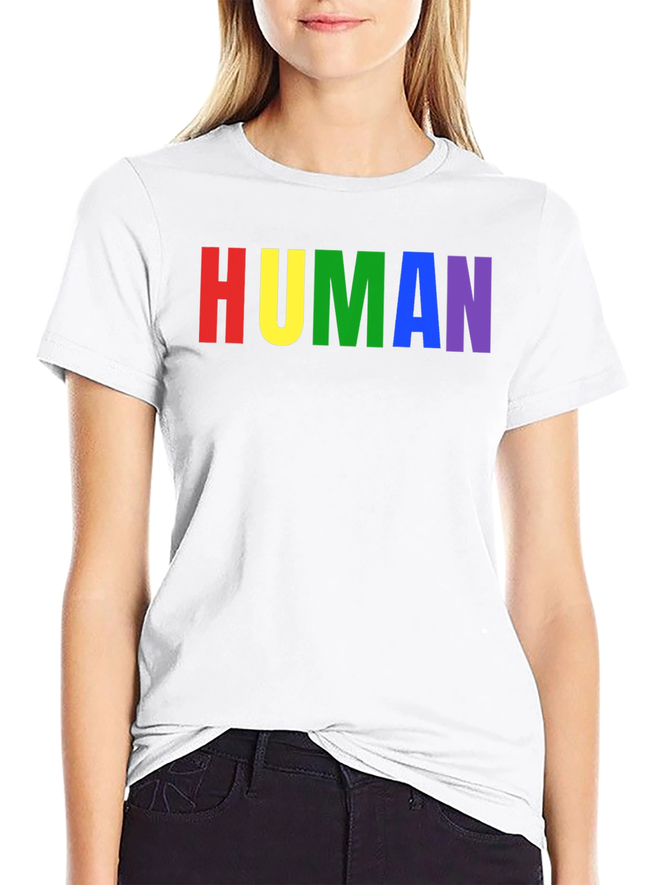 Black HUMAN Rainbow Pride T-Shirt - Black view 9