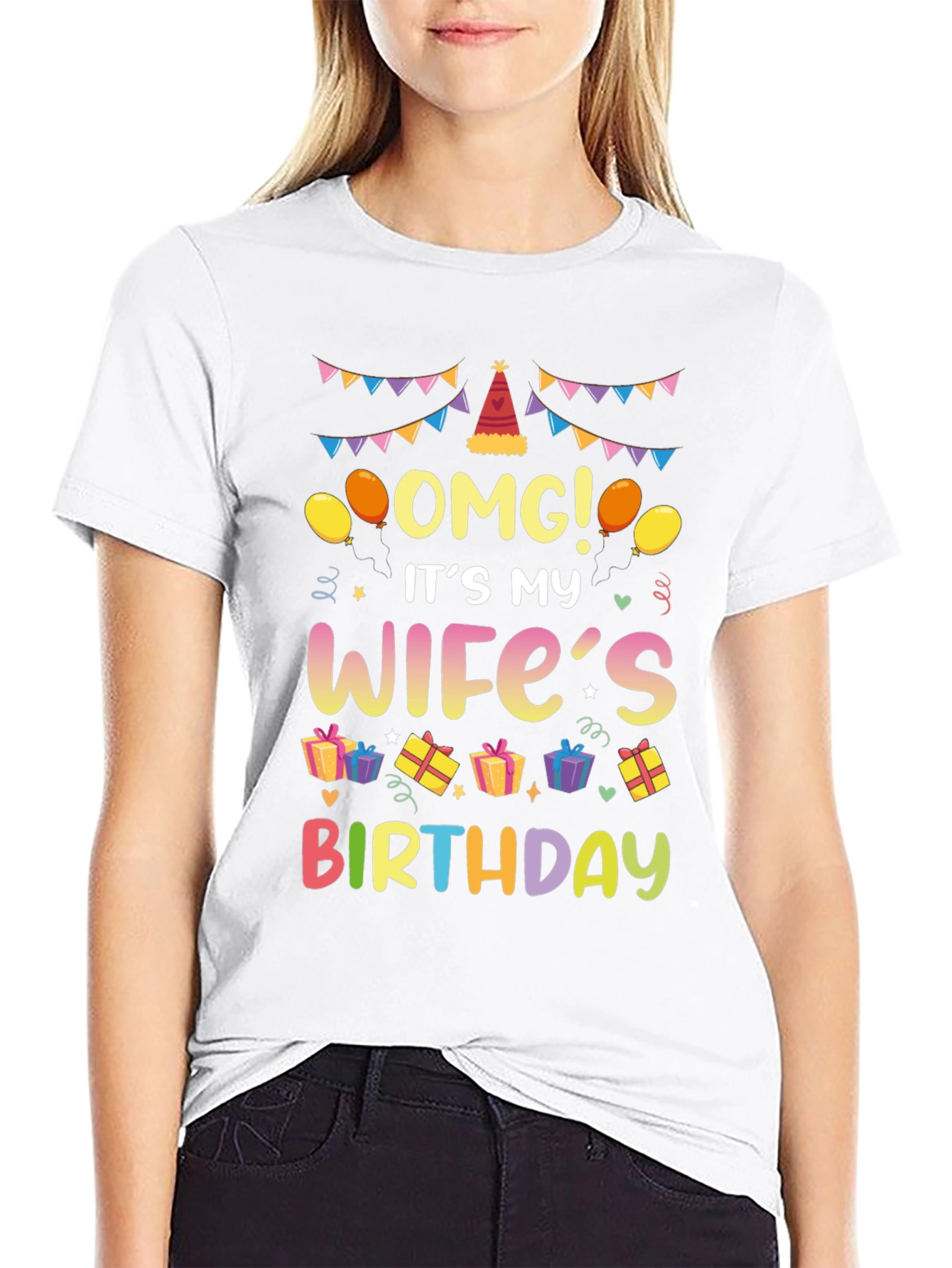 Black OMG It's My Wife's Birthday T-Shirt view 9