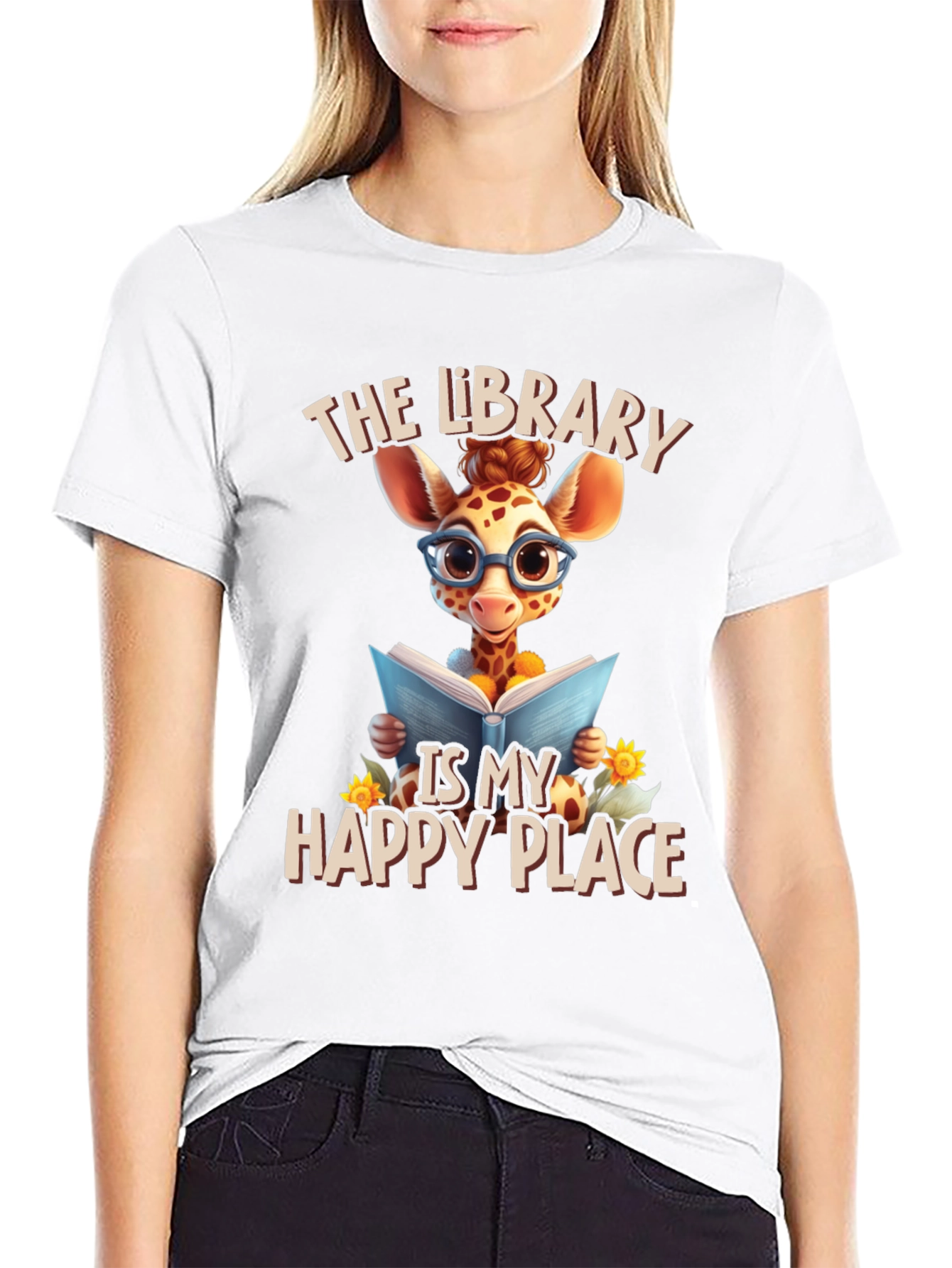 Black Library Giraffe T-Shirt - Book Lover Tee view 9