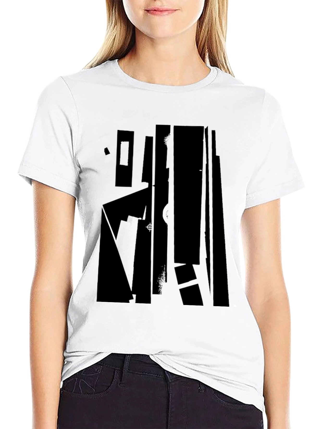 Black Abstract Graphic Black T-Shirt - Modern Minimalist Design view 9