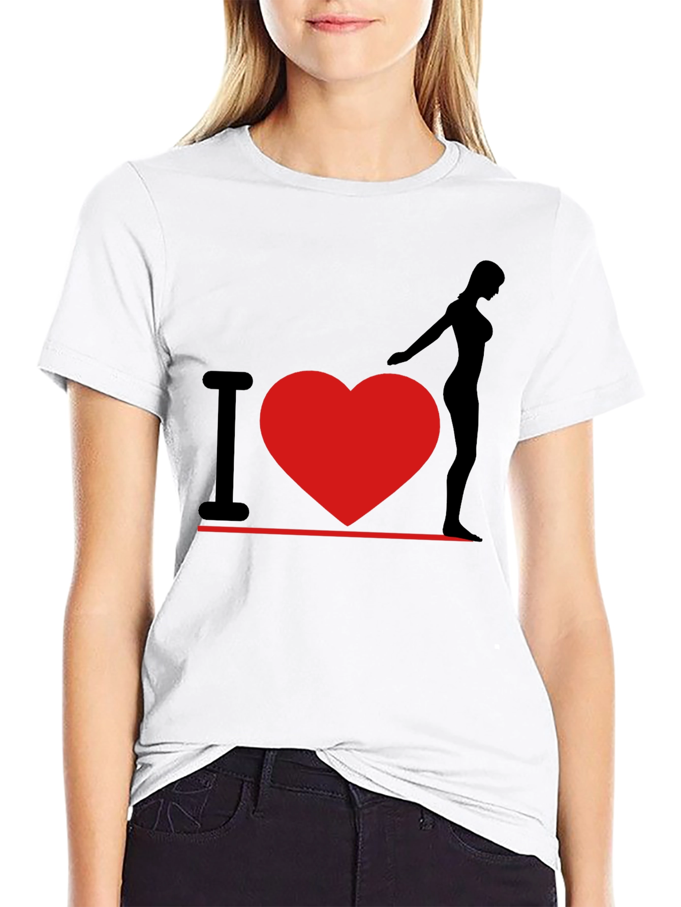 Black I Heart Woman T-Shirt - Black, Graphic Tee view 9