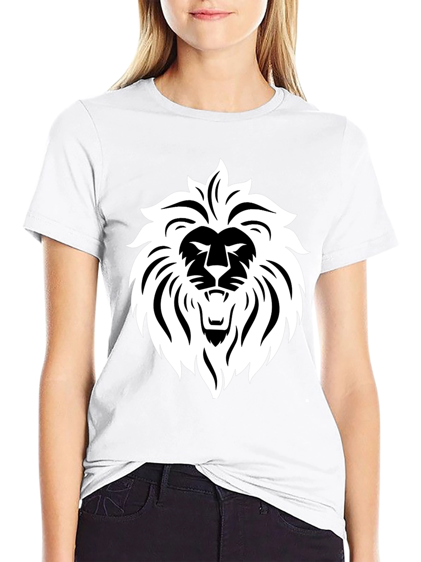 Black Bold Lion Graphic Tee - Black Cotton Blend view 9