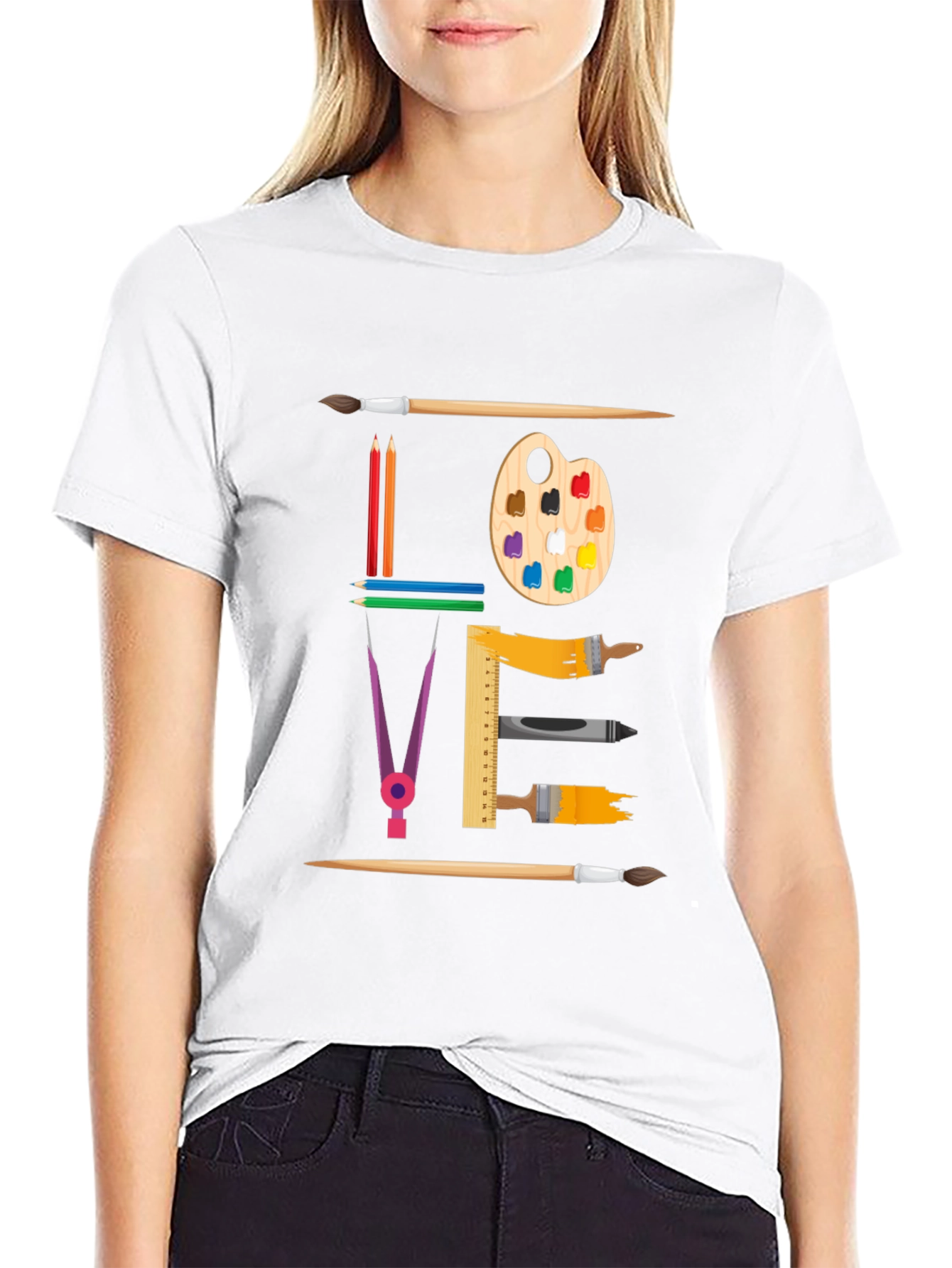 Black Artistic Love Graphic T-Shirt view 9