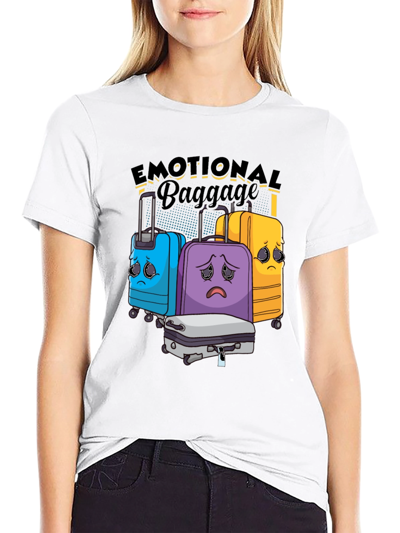 Black Emotional Baggage Graphic T-Shirt view 9